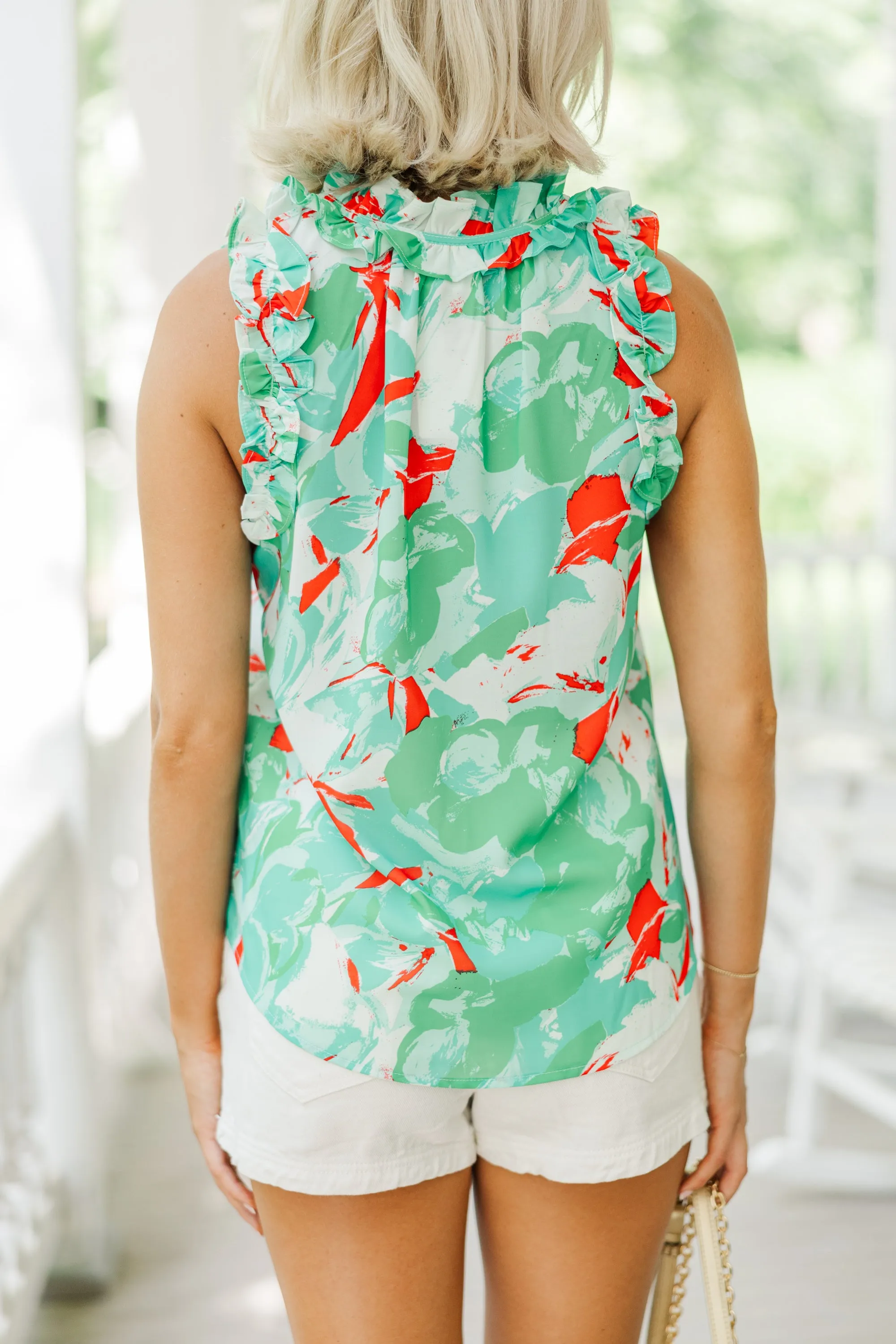 All Your Own Green Floral Blouse