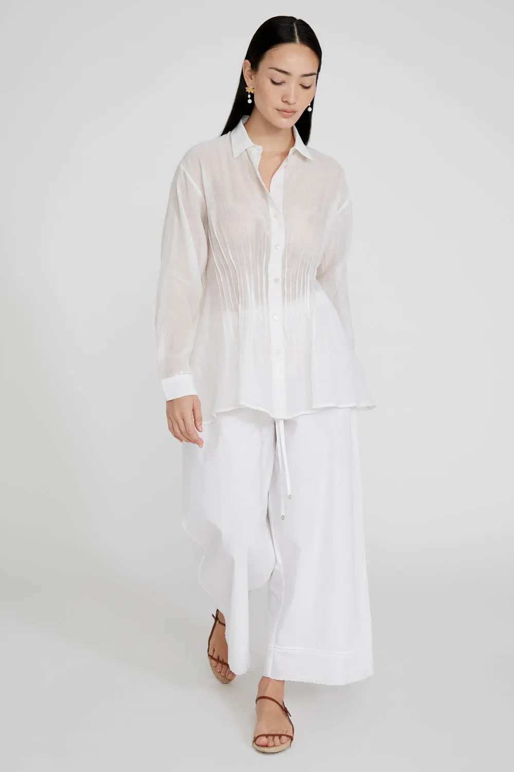 Allison Pintucked Blouse White