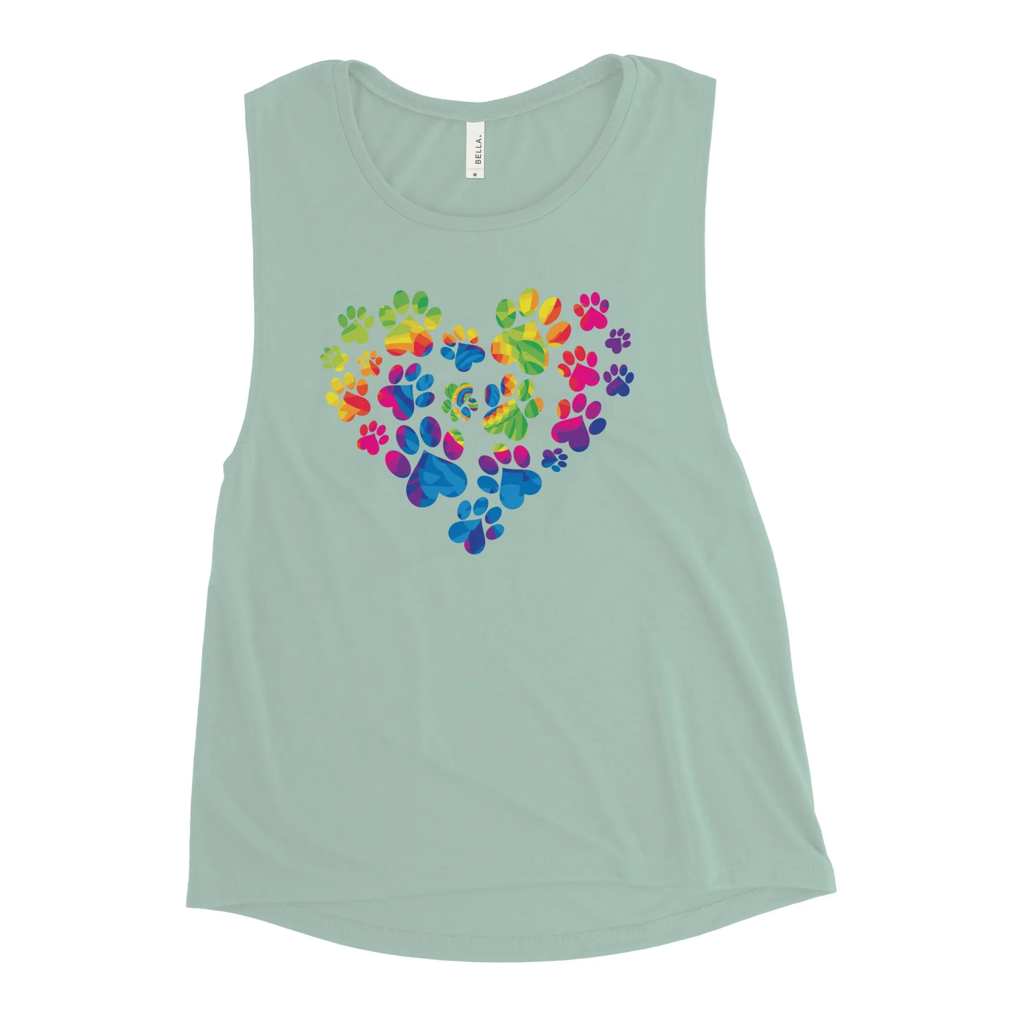 Anniversary Paw Print Love Ladies’ Athletic Tank