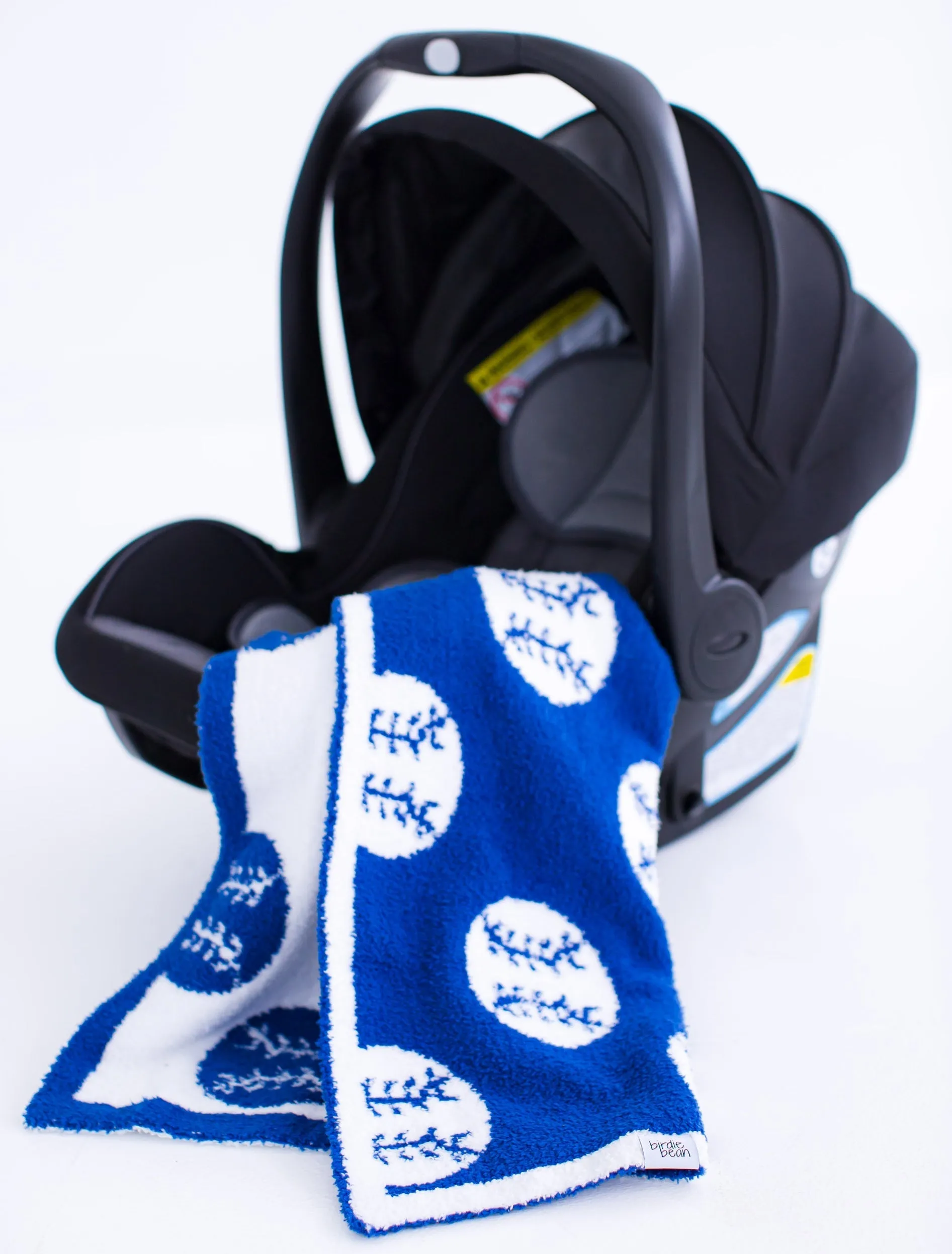 Baseball Plush Blanket- Blue/stroller