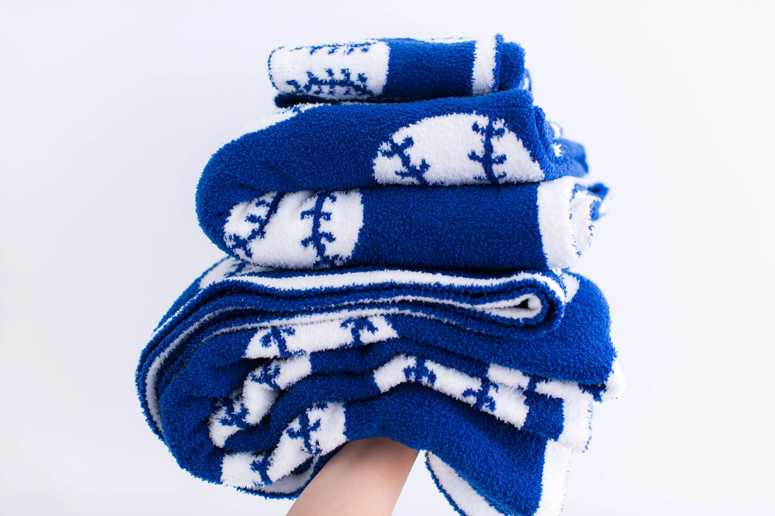 Baseball Plush Blanket- Blue/stroller