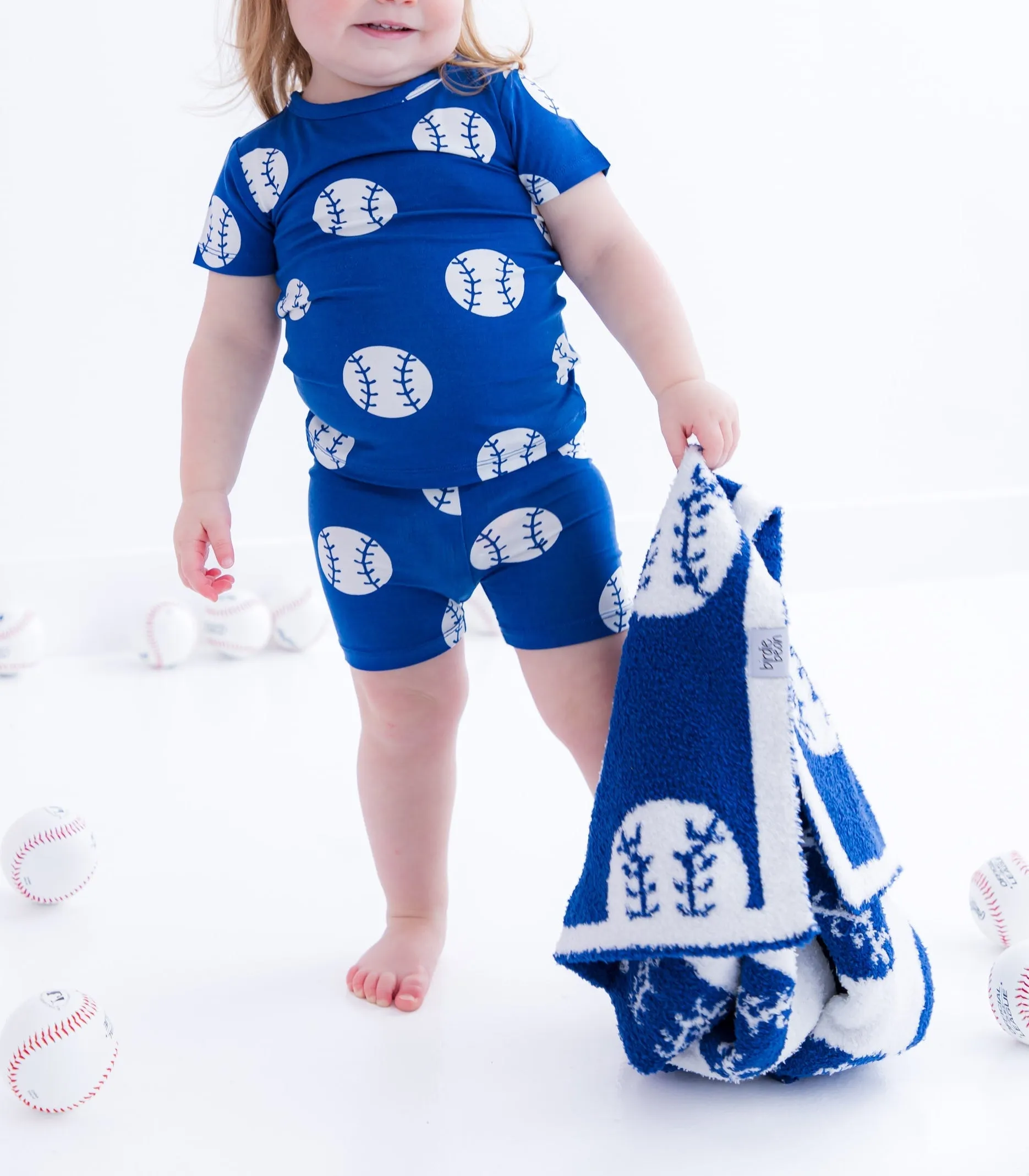 Baseball Plush Blanket- Blue/stroller