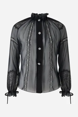 Black Silk Chiffon Blouse