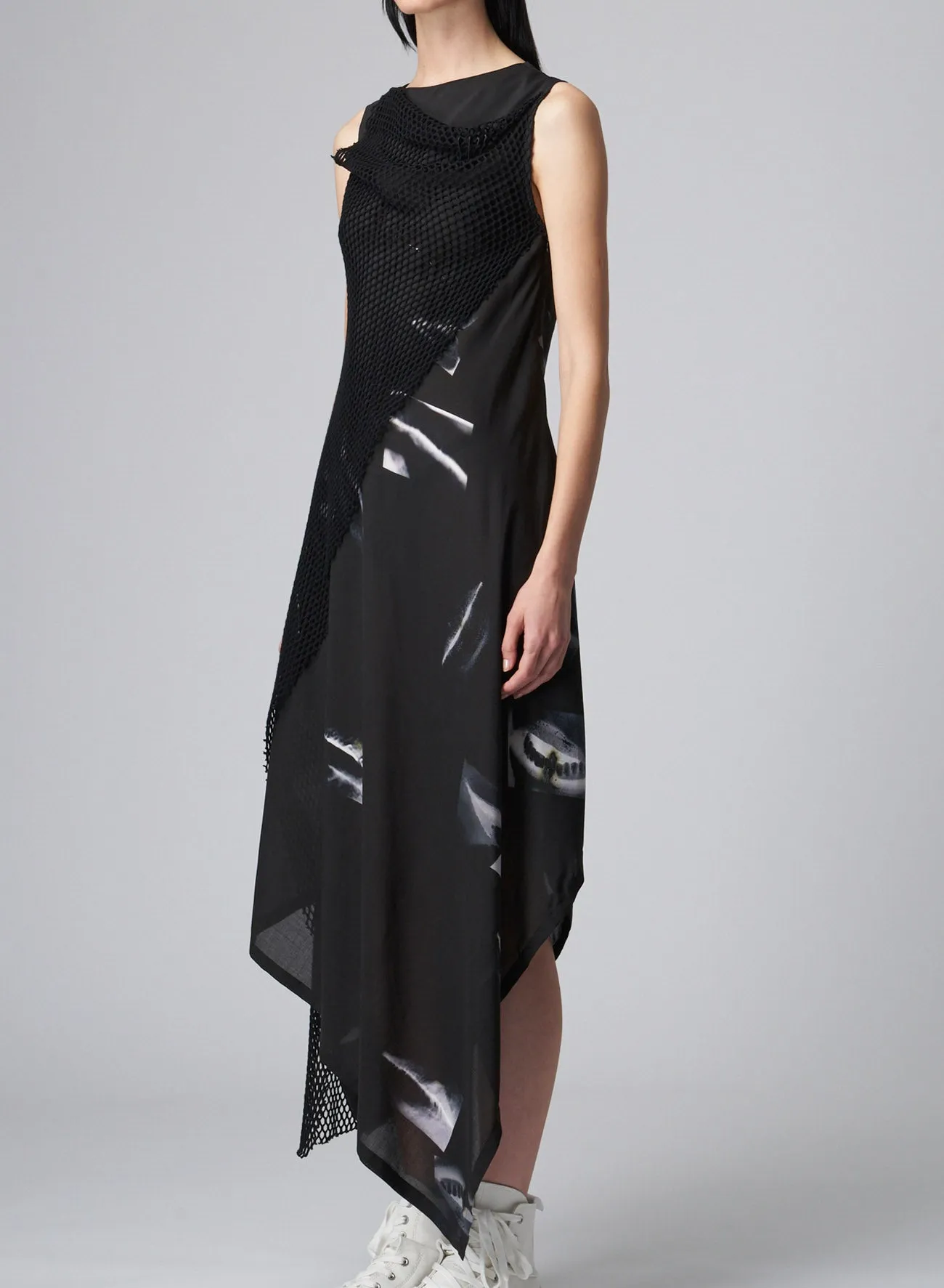 BURNING LIPS PRINT ASYMMETRIC DRESS