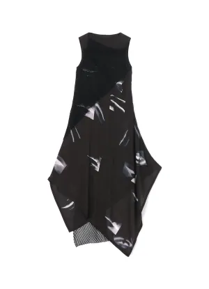 BURNING LIPS PRINT ASYMMETRIC DRESS