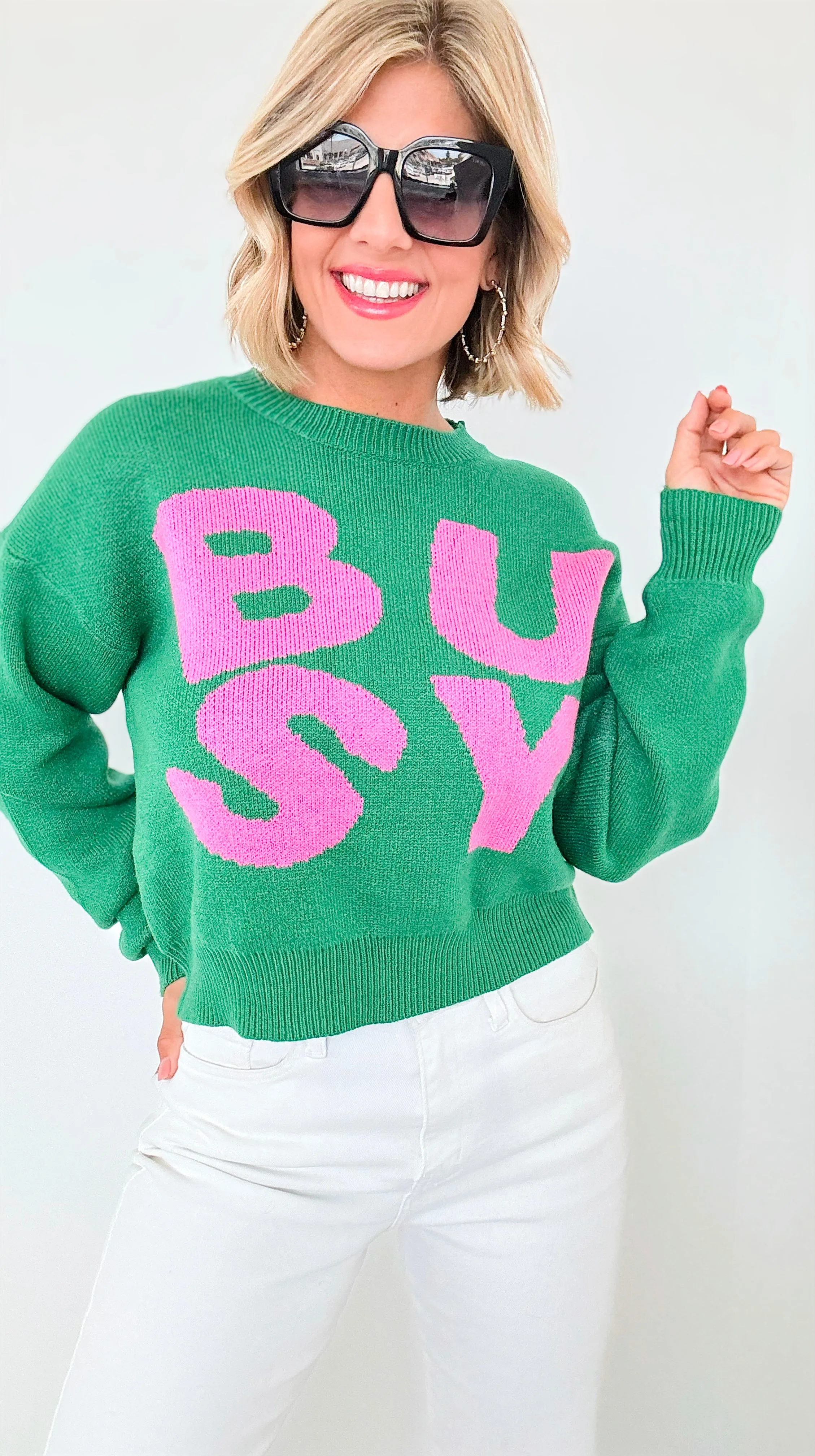 'Busy' Knit Sweater - Green