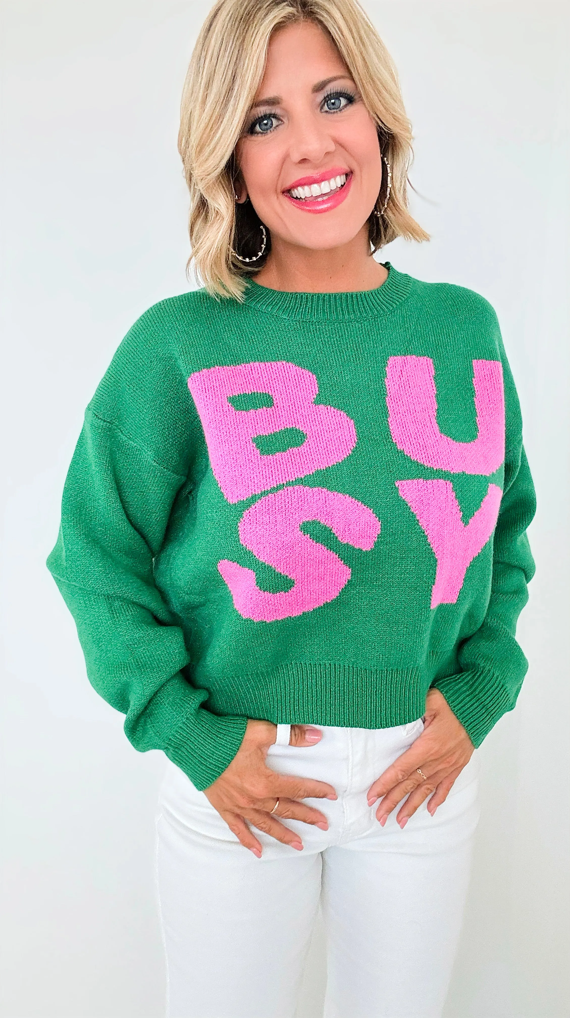 'Busy' Knit Sweater - Green