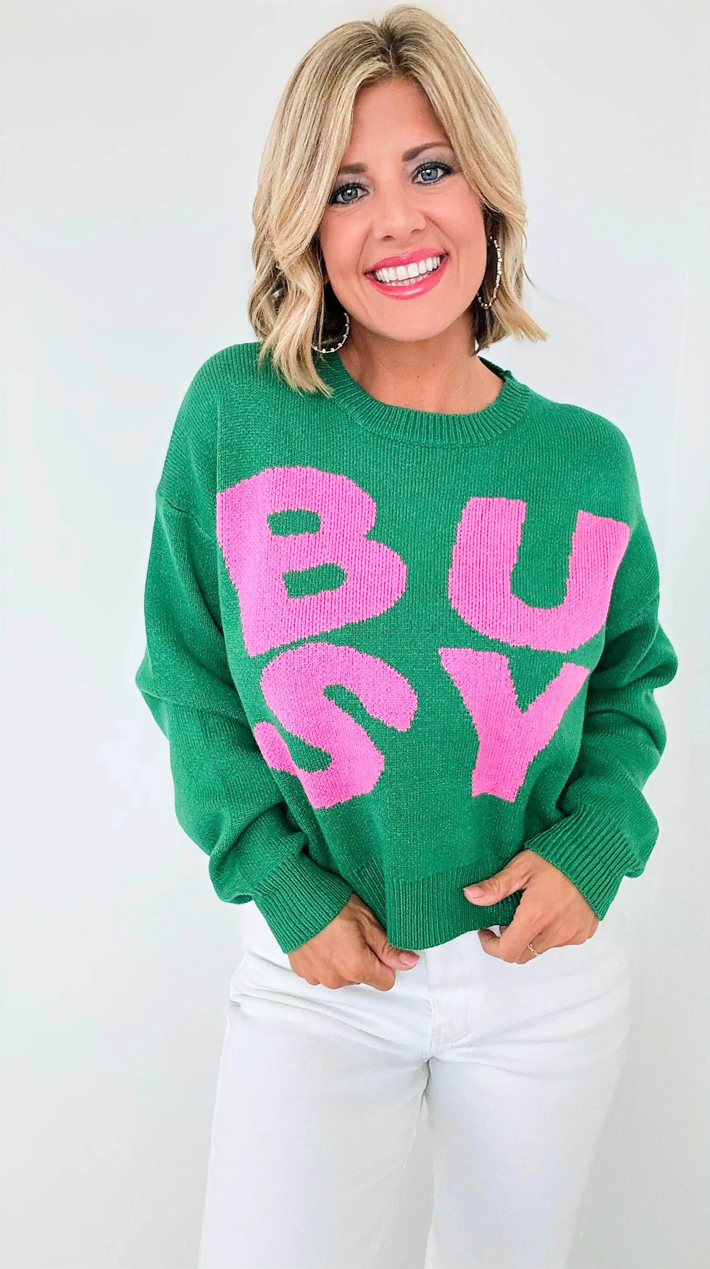 'Busy' Knit Sweater - Green