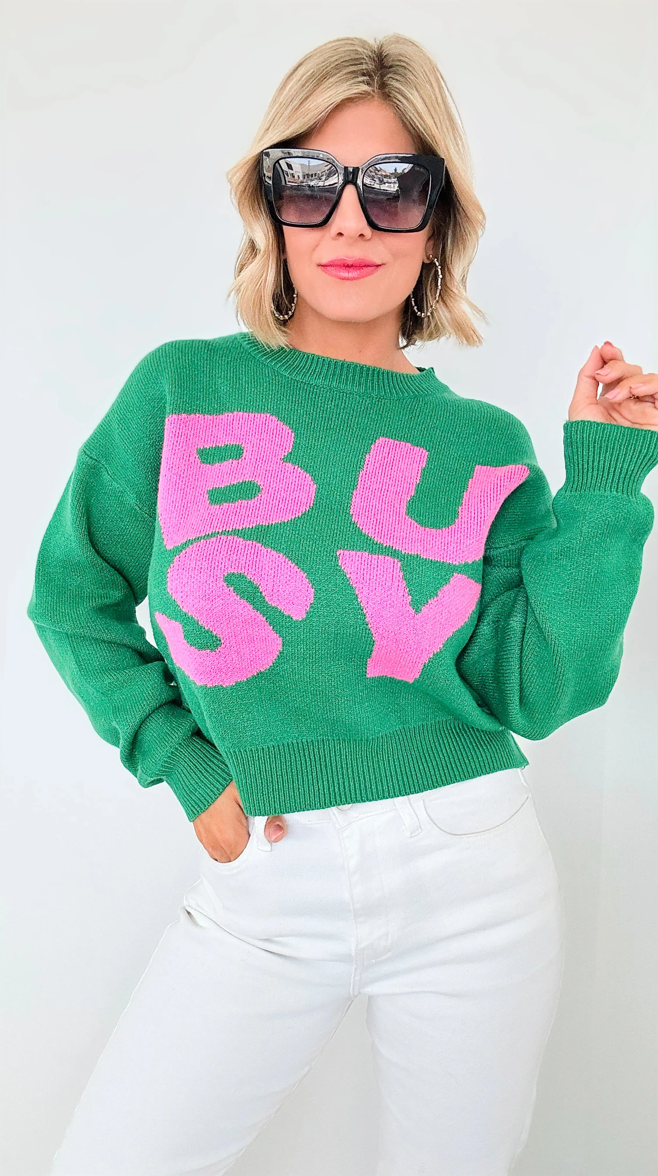 'Busy' Knit Sweater - Green