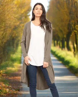 Byron Loose Long Sleeve Cotton Cardigan - Ash Green