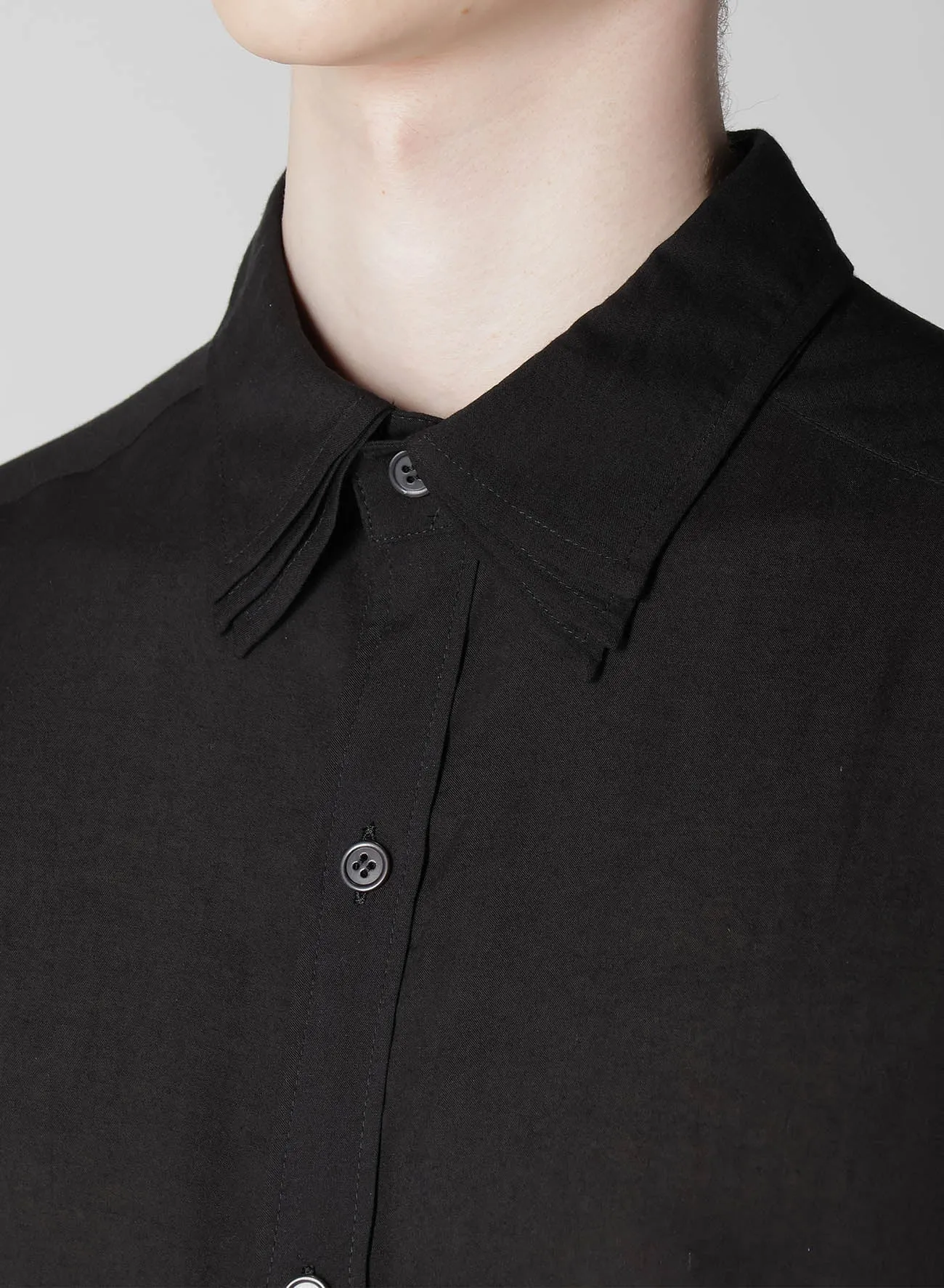 CELLULOSE LOAN PLACKET TAB TRIPLE COLLAR BLOUSE