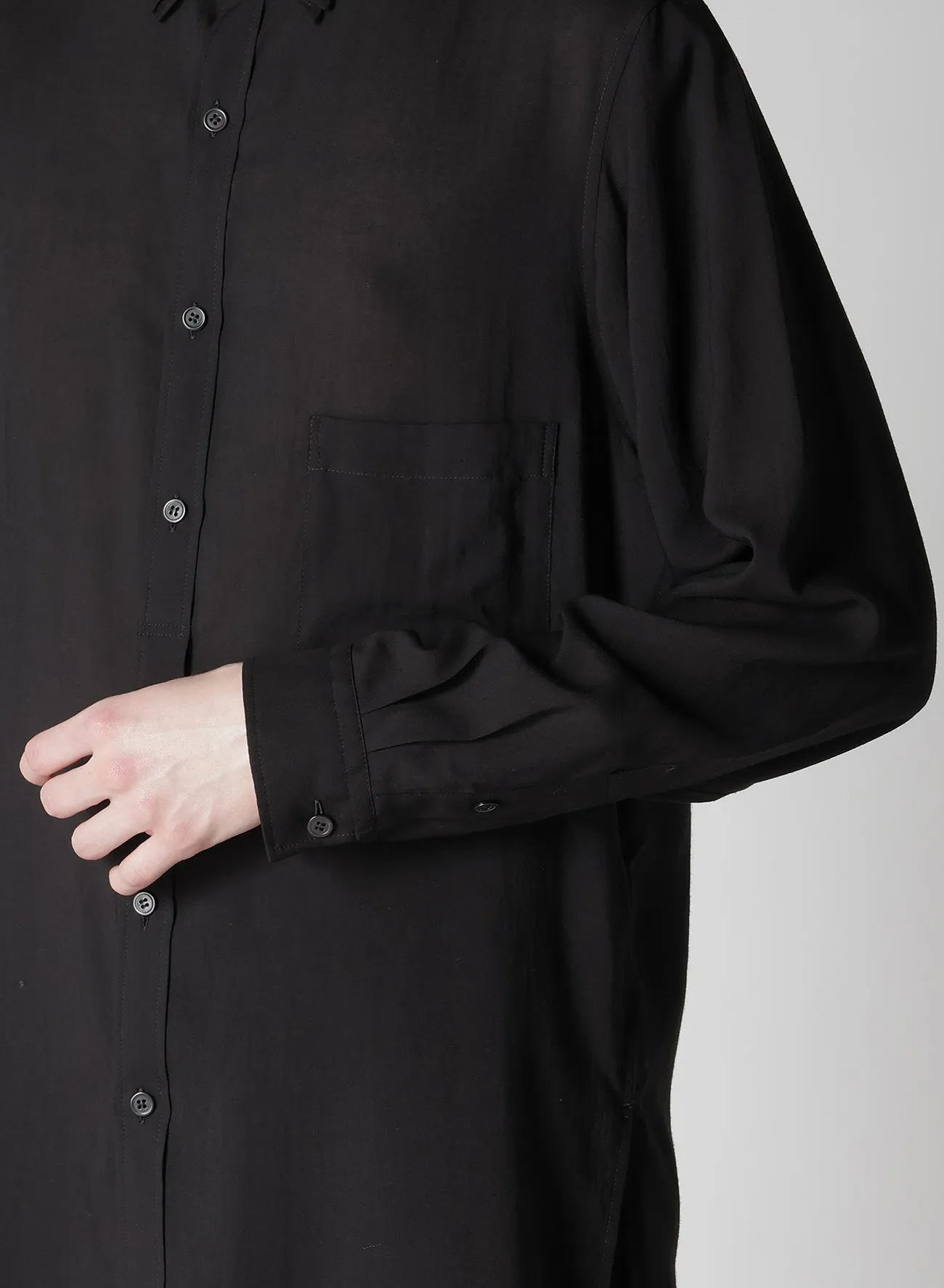 CELLULOSE LOAN PLACKET TAB TRIPLE COLLAR BLOUSE