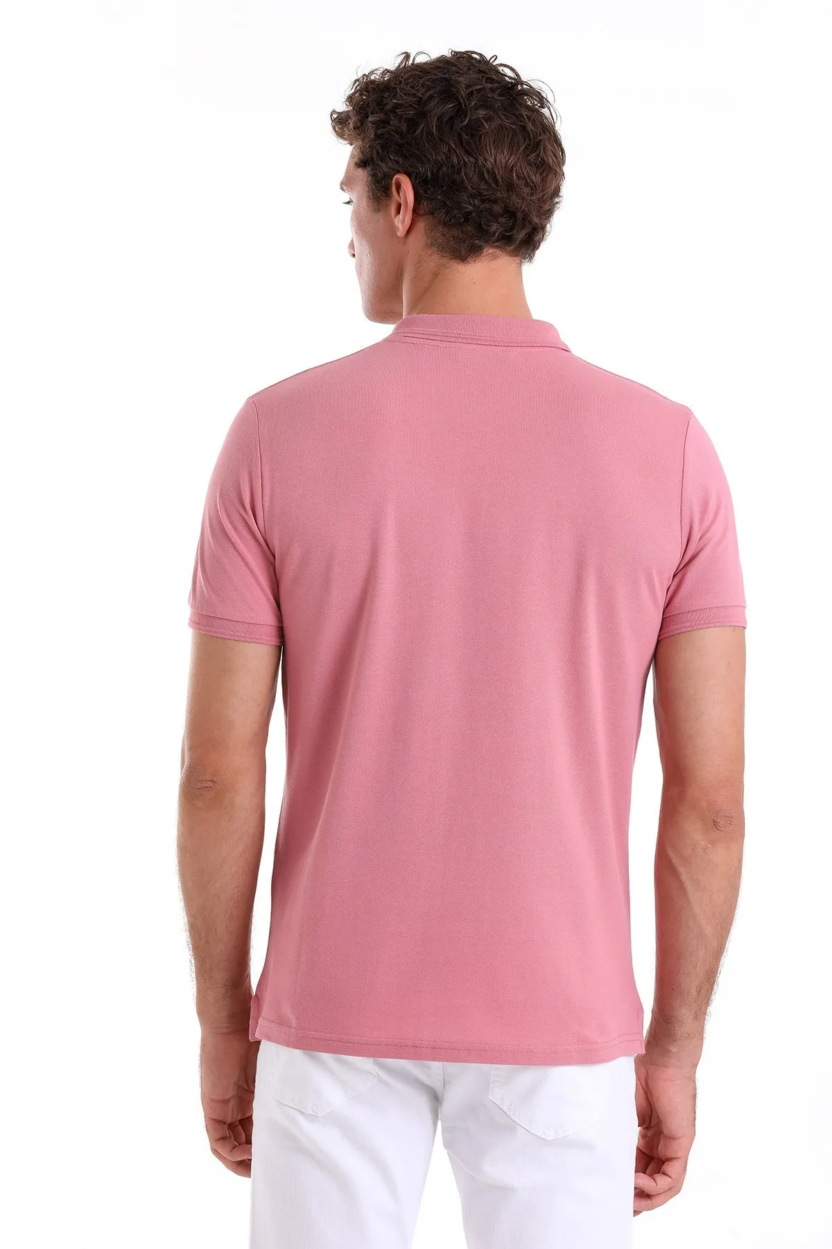 Comfort Fit Basic Plain 100% Cotton Rose Polo T-Shirt