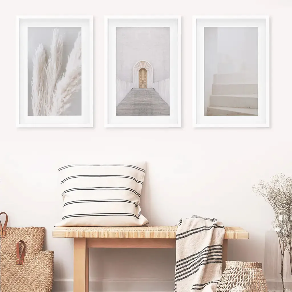 Contemporary Aesthetic Wall Art. Pampas Grass, Stairs, Door