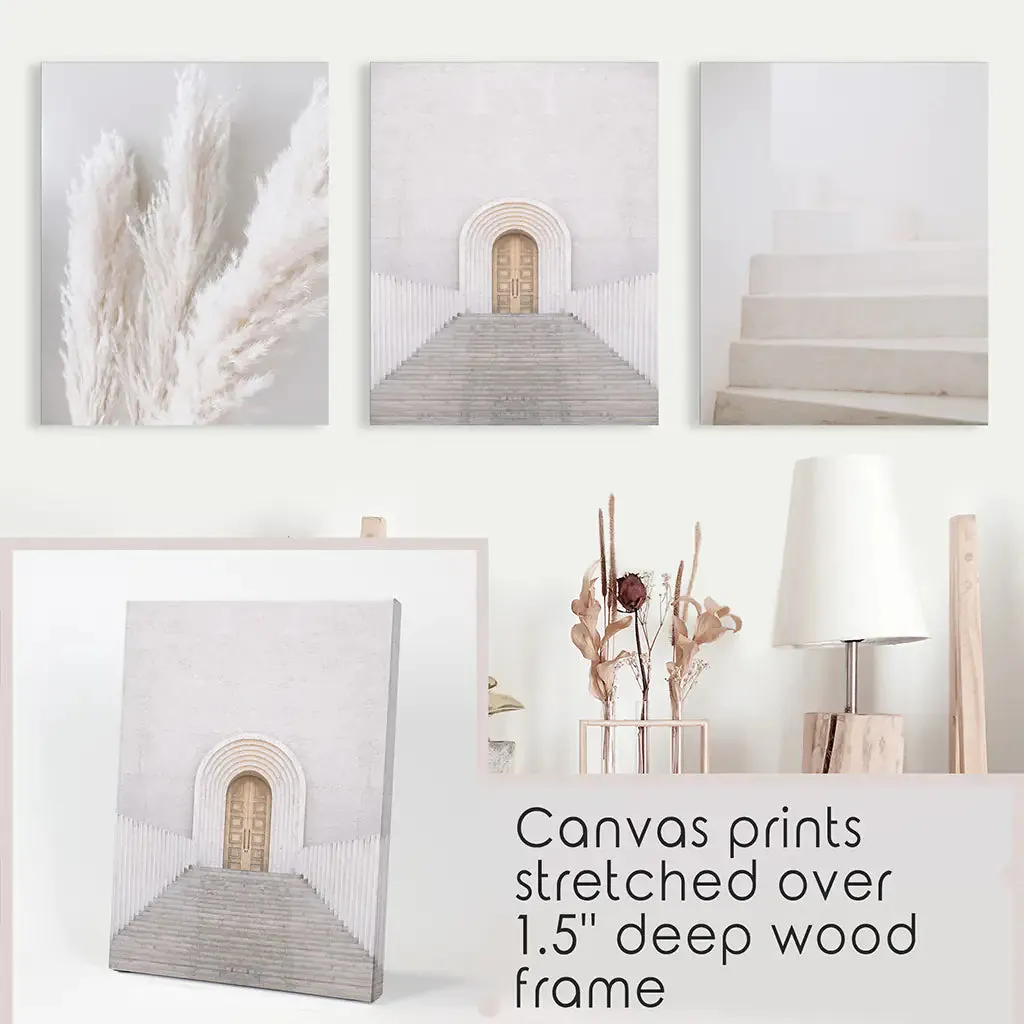 Contemporary Aesthetic Wall Art. Pampas Grass, Stairs, Door