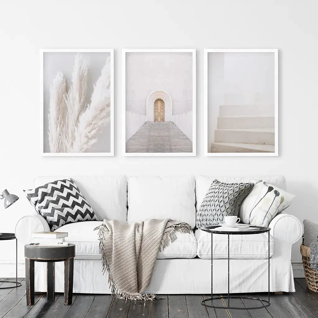 Contemporary Aesthetic Wall Art. Pampas Grass, Stairs, Door