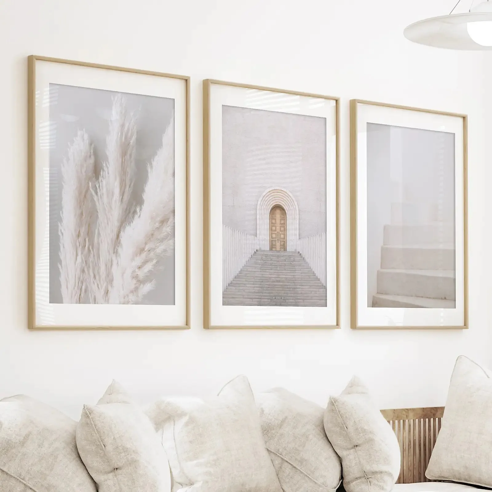 Contemporary Aesthetic Wall Art. Pampas Grass, Stairs, Door