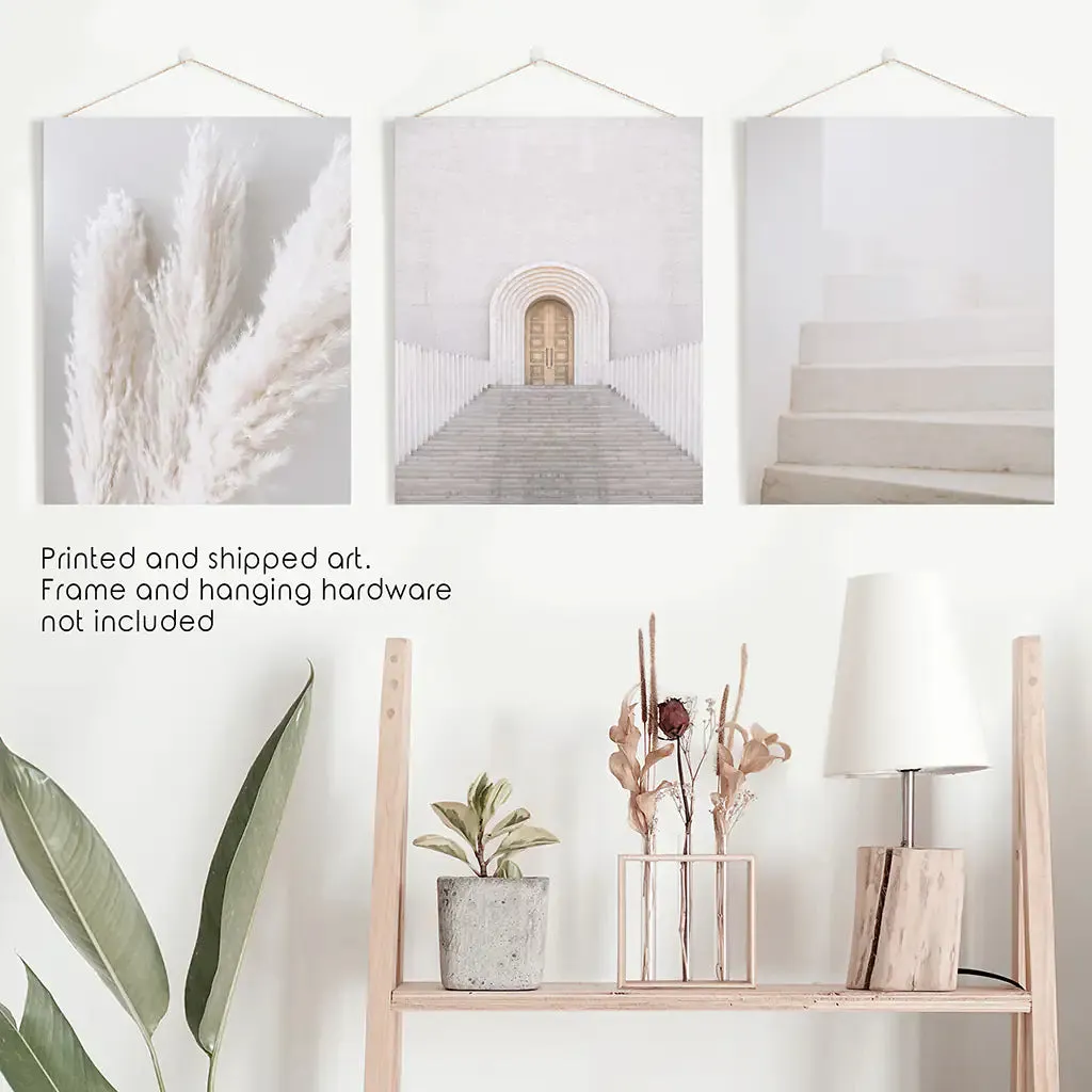 Contemporary Aesthetic Wall Art. Pampas Grass, Stairs, Door