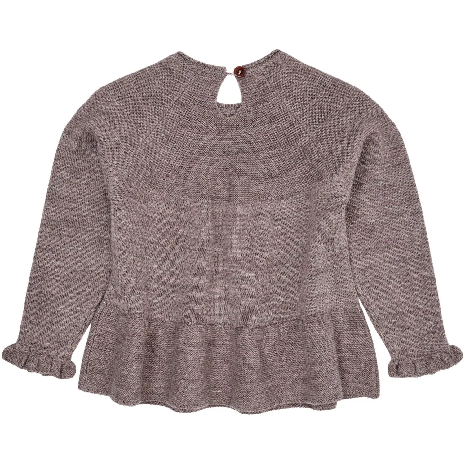 Copenhagen Colors Natural Melange Merino Knit Blouse With Frill