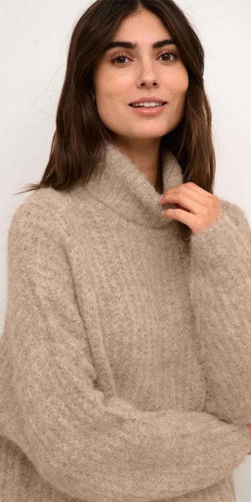 Culture Rib Turtleneck Pullover, light camel