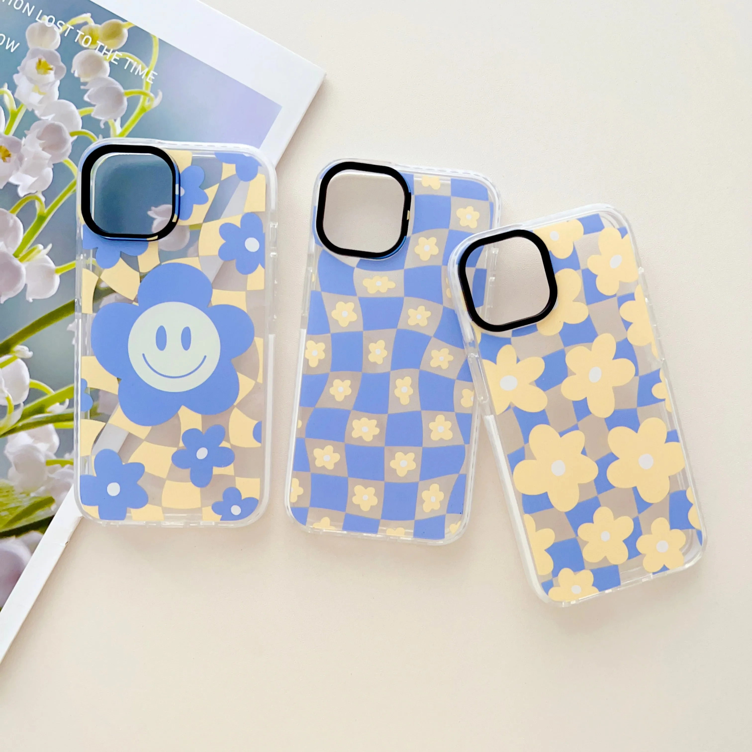 Cute Sunflower Pattern Groovy Style Silicon Impact Proof Case For iPhone