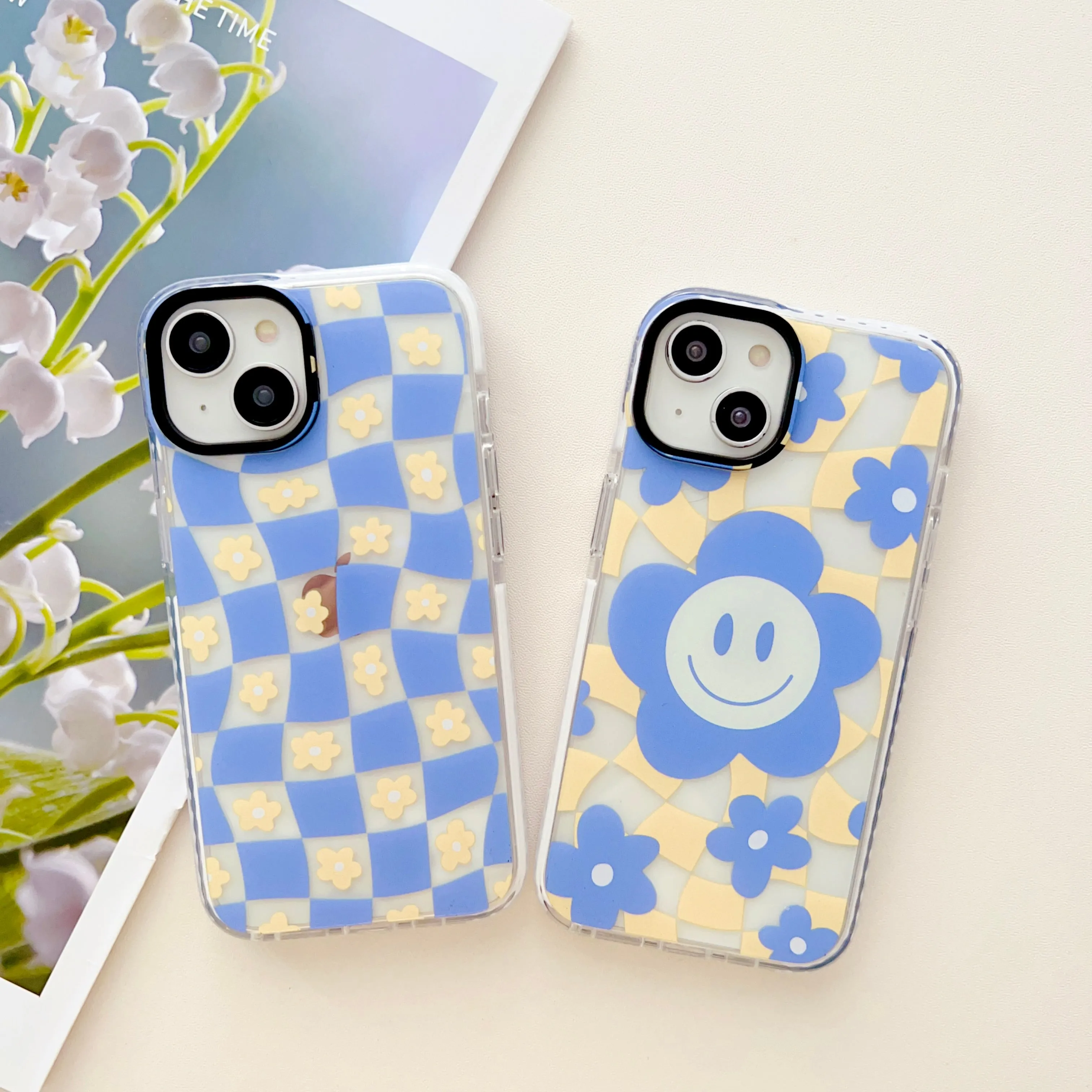 Cute Sunflower Pattern Groovy Style Silicon Impact Proof Case For iPhone