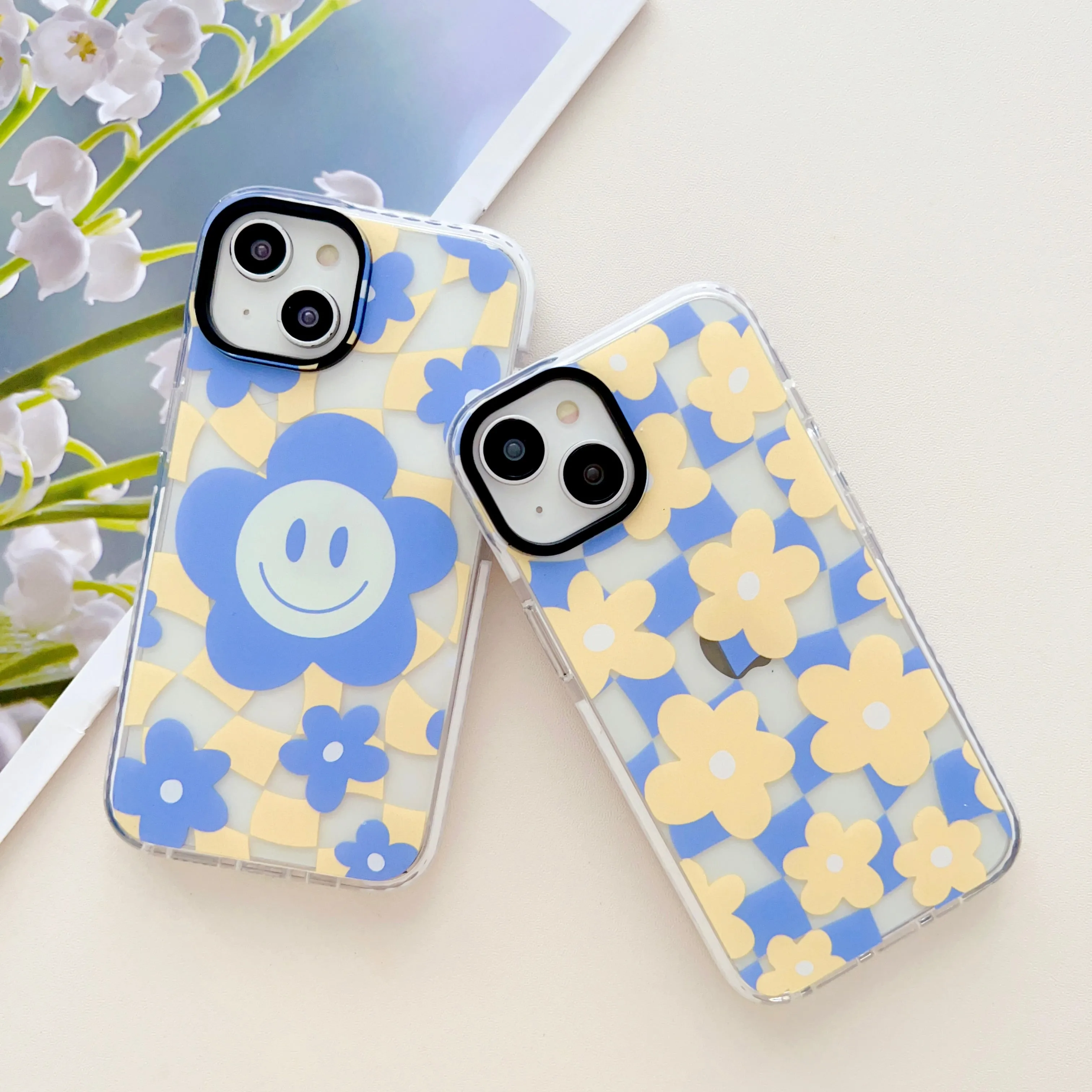 Cute Sunflower Pattern Groovy Style Silicon Impact Proof Case For iPhone