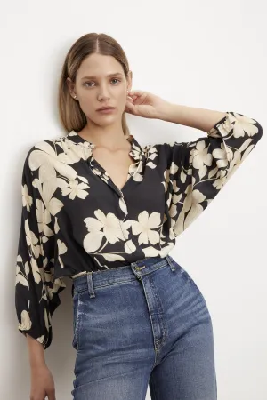 DESTINA PRINTED BUTTON-UP BLOUSE