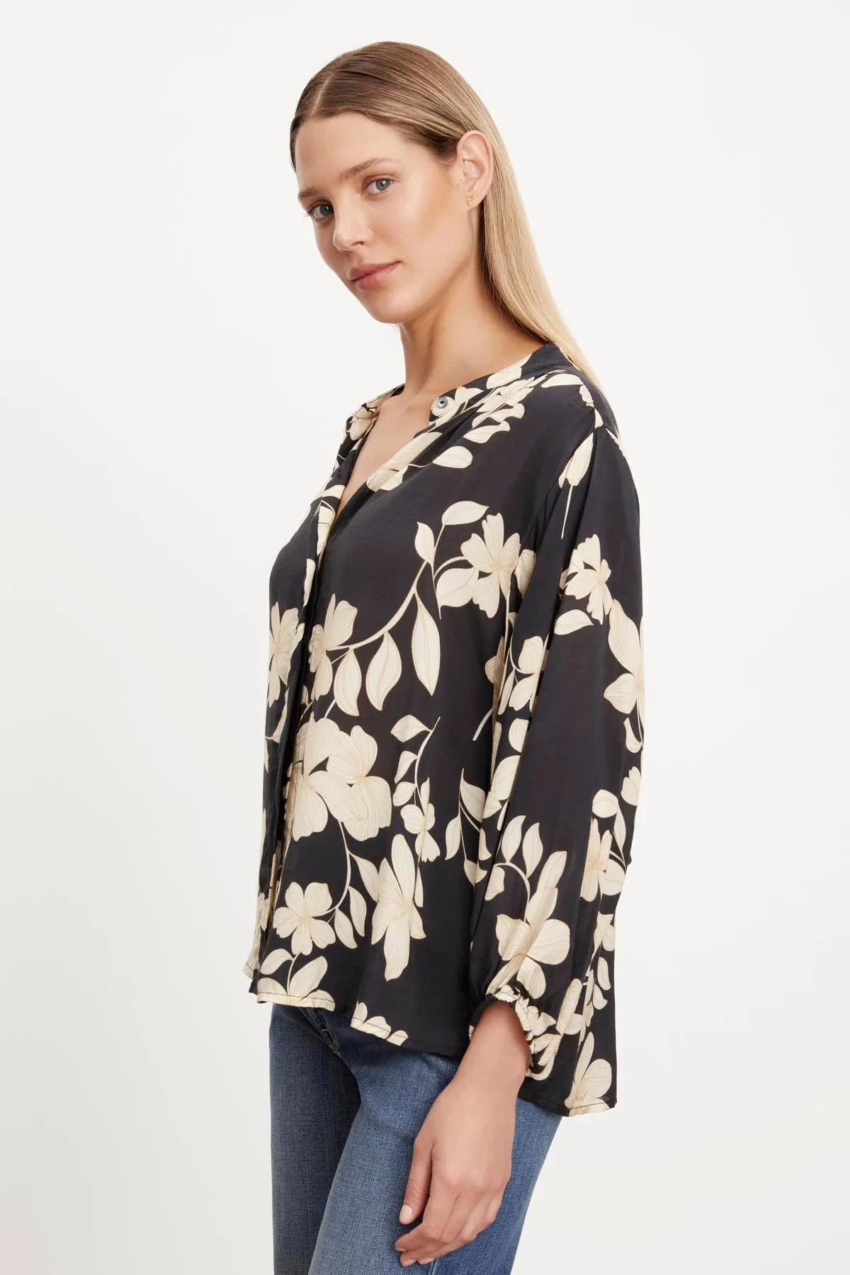 DESTINA PRINTED BUTTON-UP BLOUSE