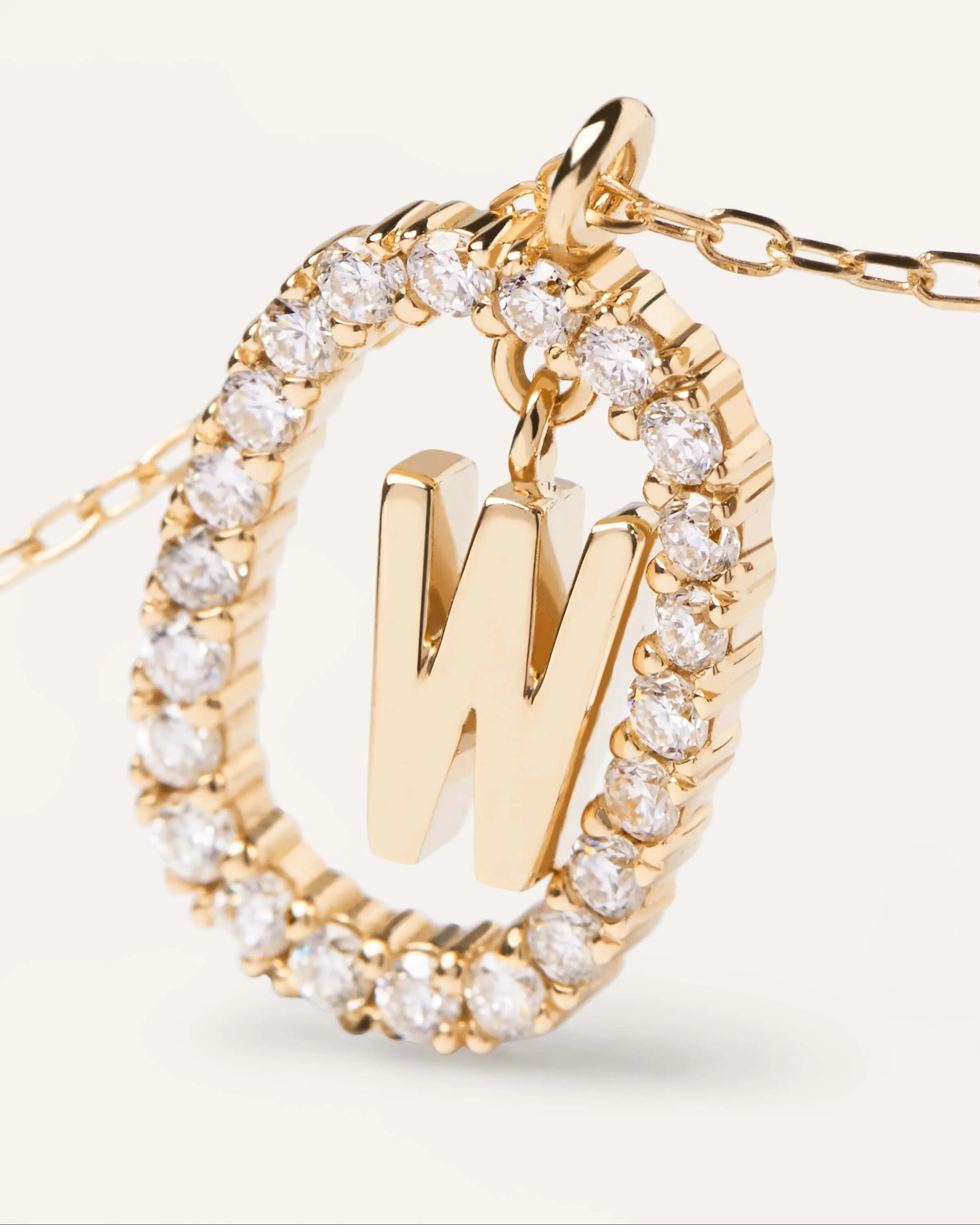 Diamonds and Gold Letter W Necklace