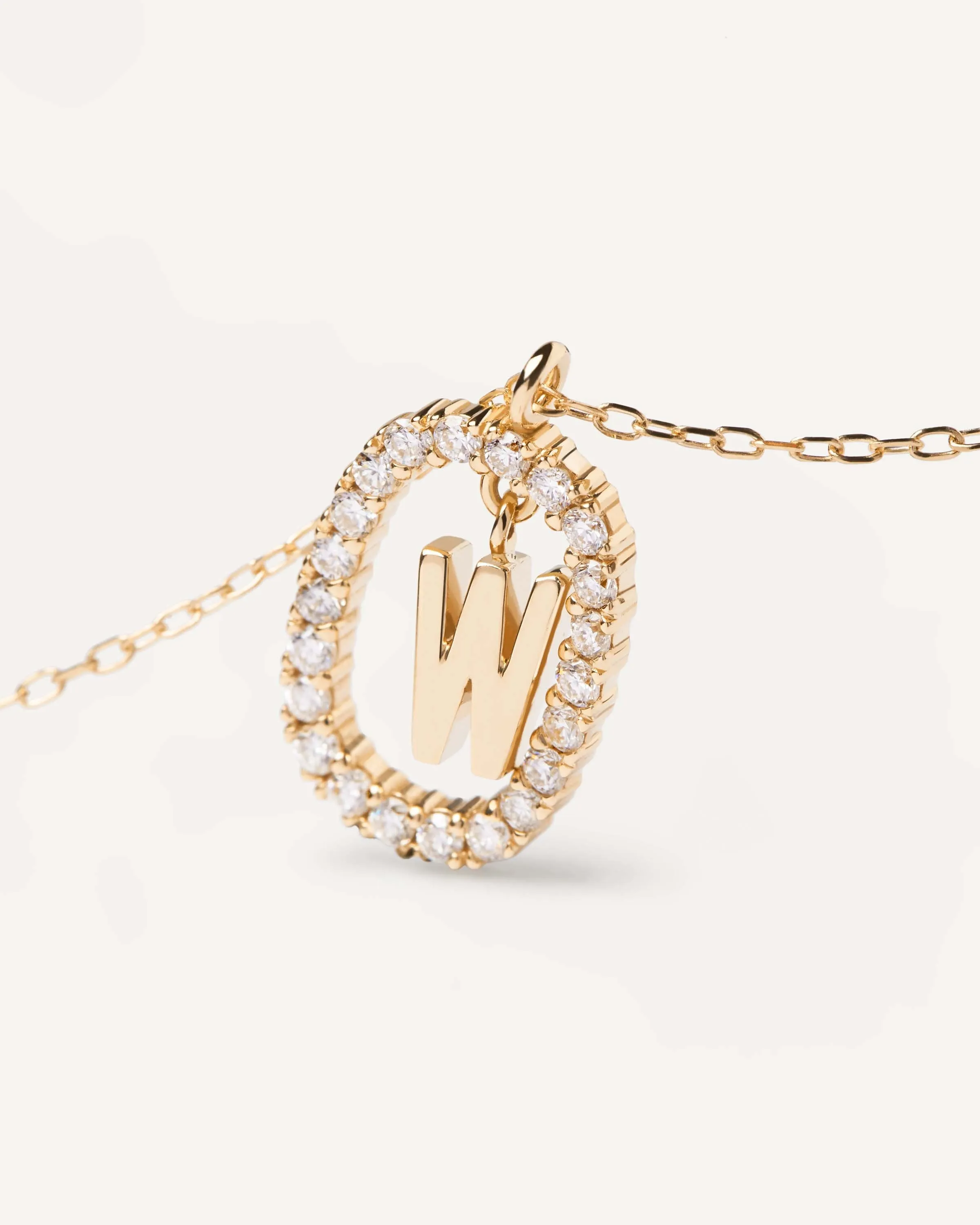 Diamonds and Gold Letter W Necklace