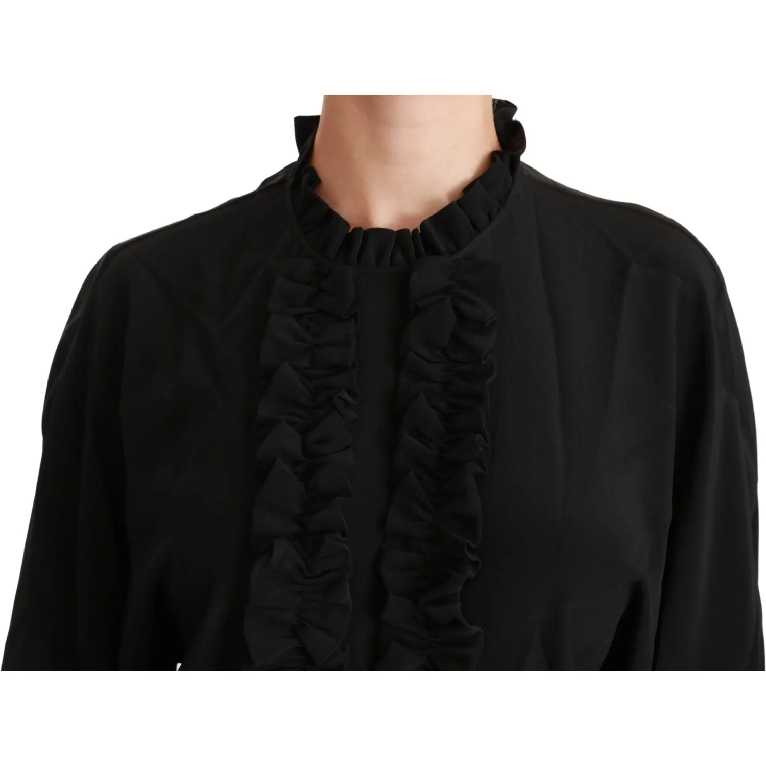 Dolce & Gabbana Elegant Black Silk Short Sleeve Blouse