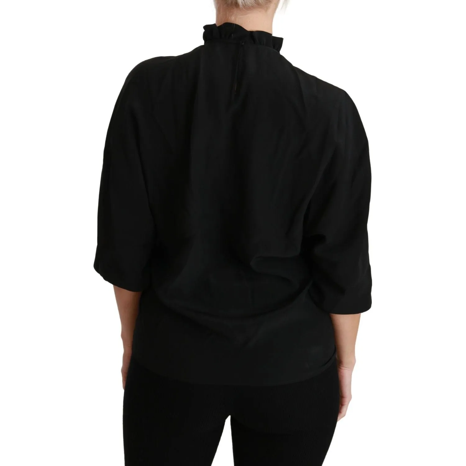 Dolce & Gabbana Elegant Black Silk Short Sleeve Blouse