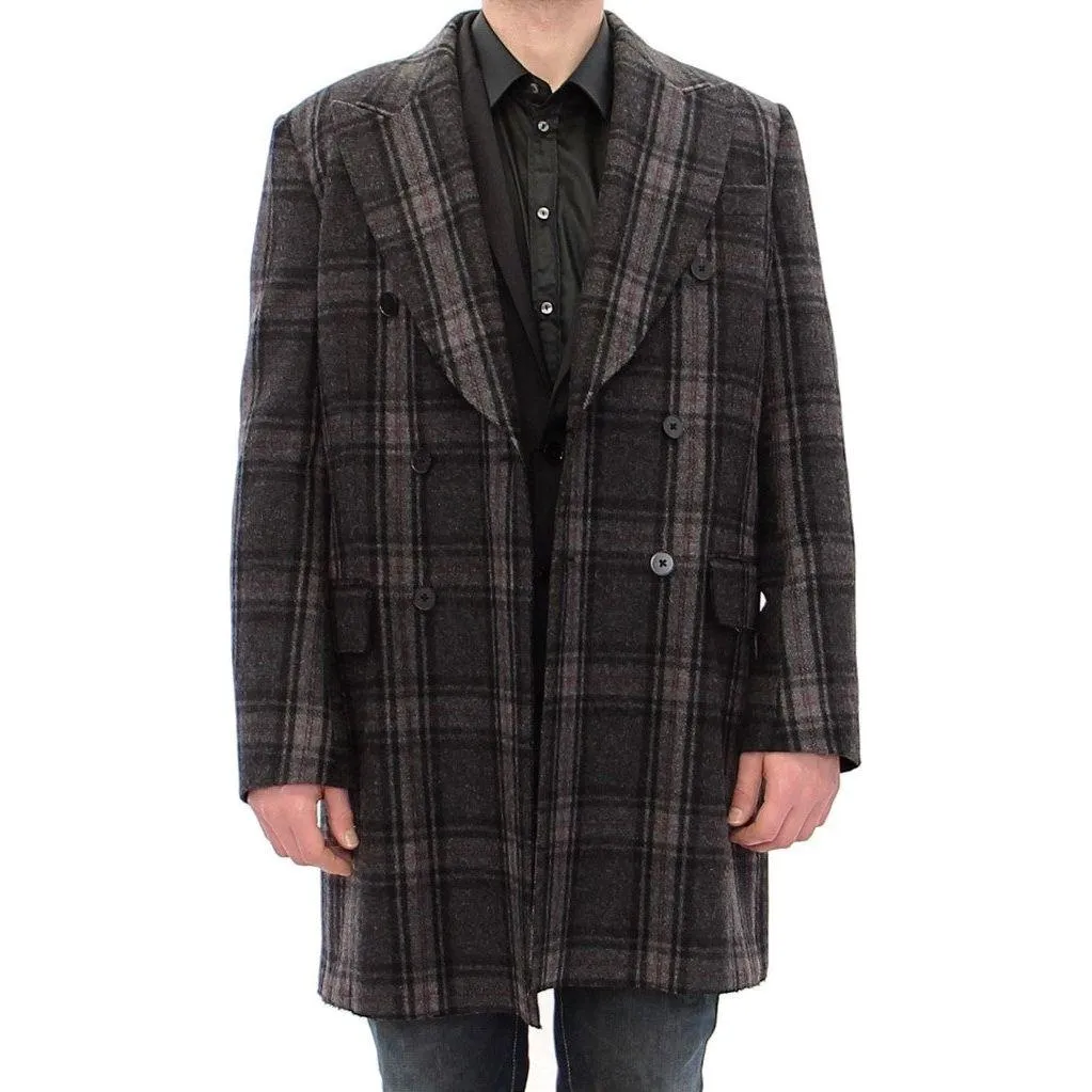 Dolce & Gabbana Sicilia Checkered Wool Blend Coat