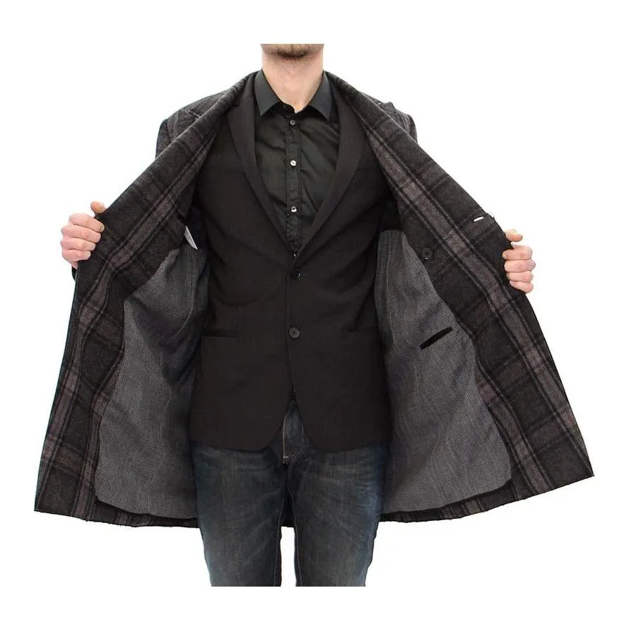 Dolce & Gabbana Sicilia Checkered Wool Blend Coat