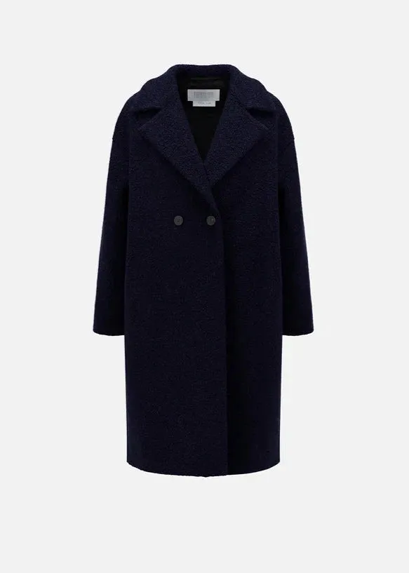 DROPPED SHOULDER COAT BOUCLE | NAVY BLUE