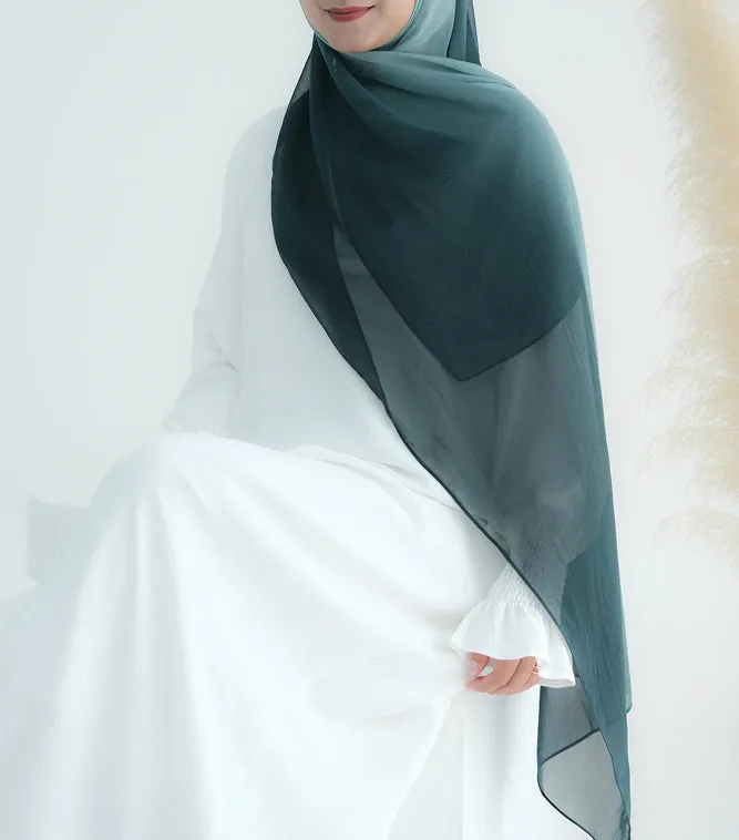 Emerald Ombre scarf rectangular hijab in chiffon premium quality