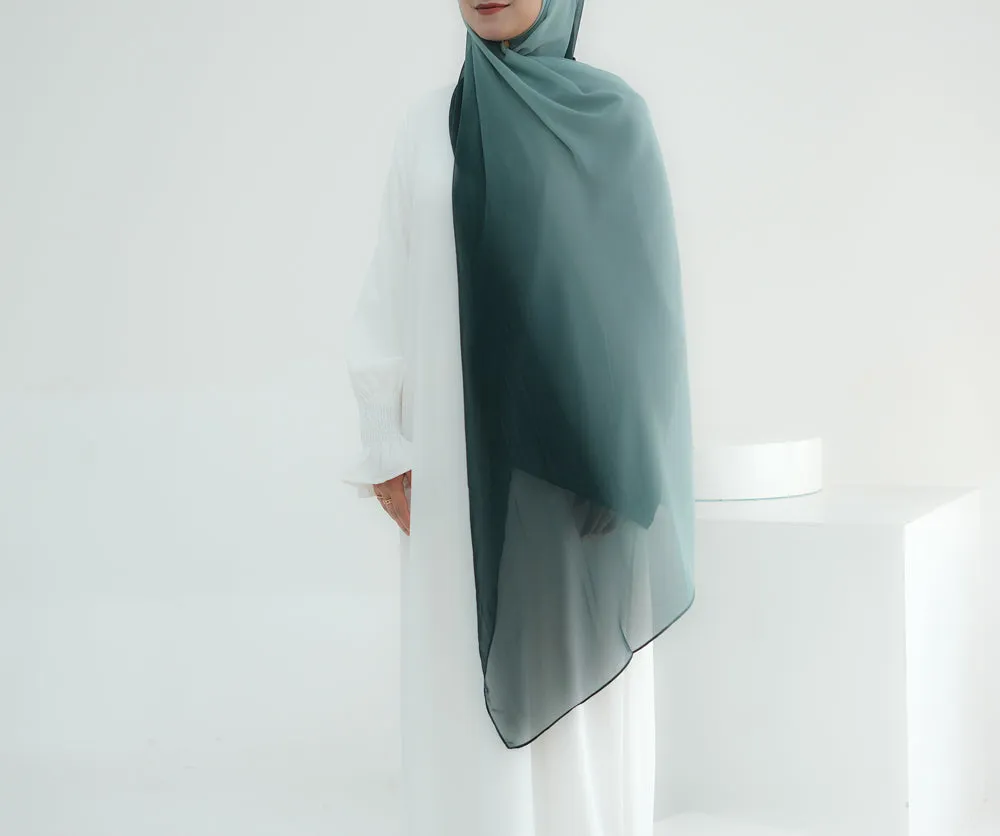 Emerald Ombre scarf rectangular hijab in chiffon premium quality