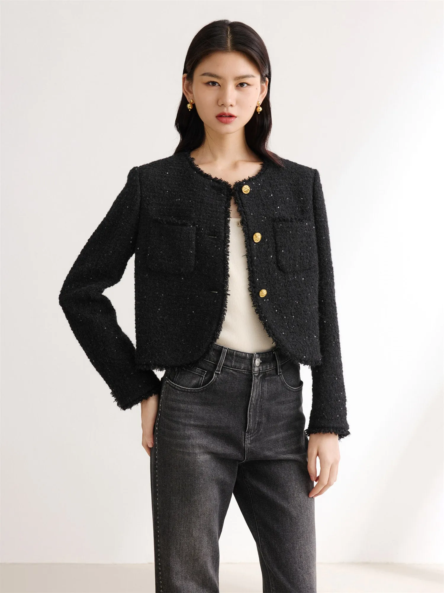 EP YAYING Sequin Boucle Short Jacket