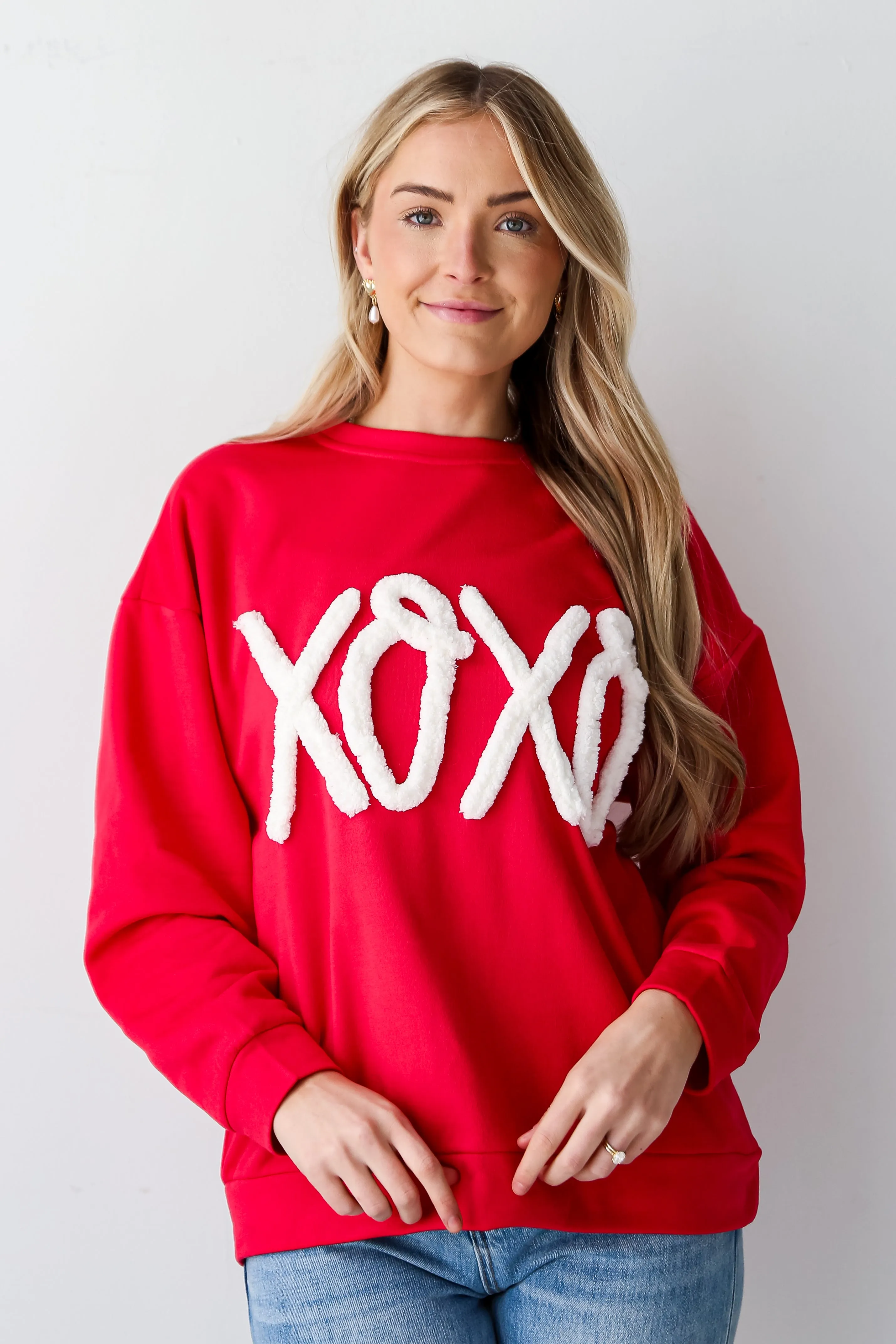 FINAL SALE - Red XOXO Fleece Pullover