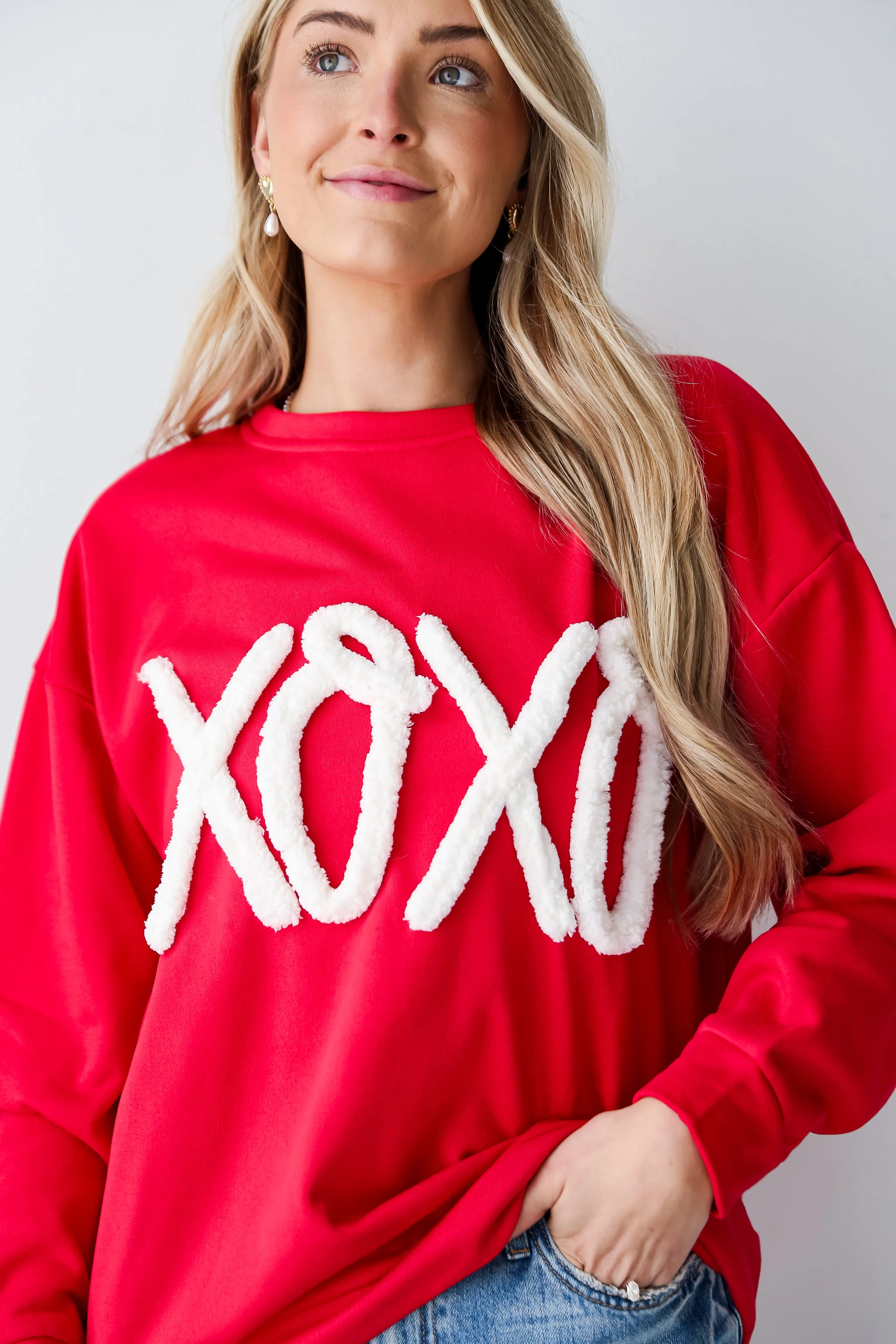 FINAL SALE - Red XOXO Fleece Pullover