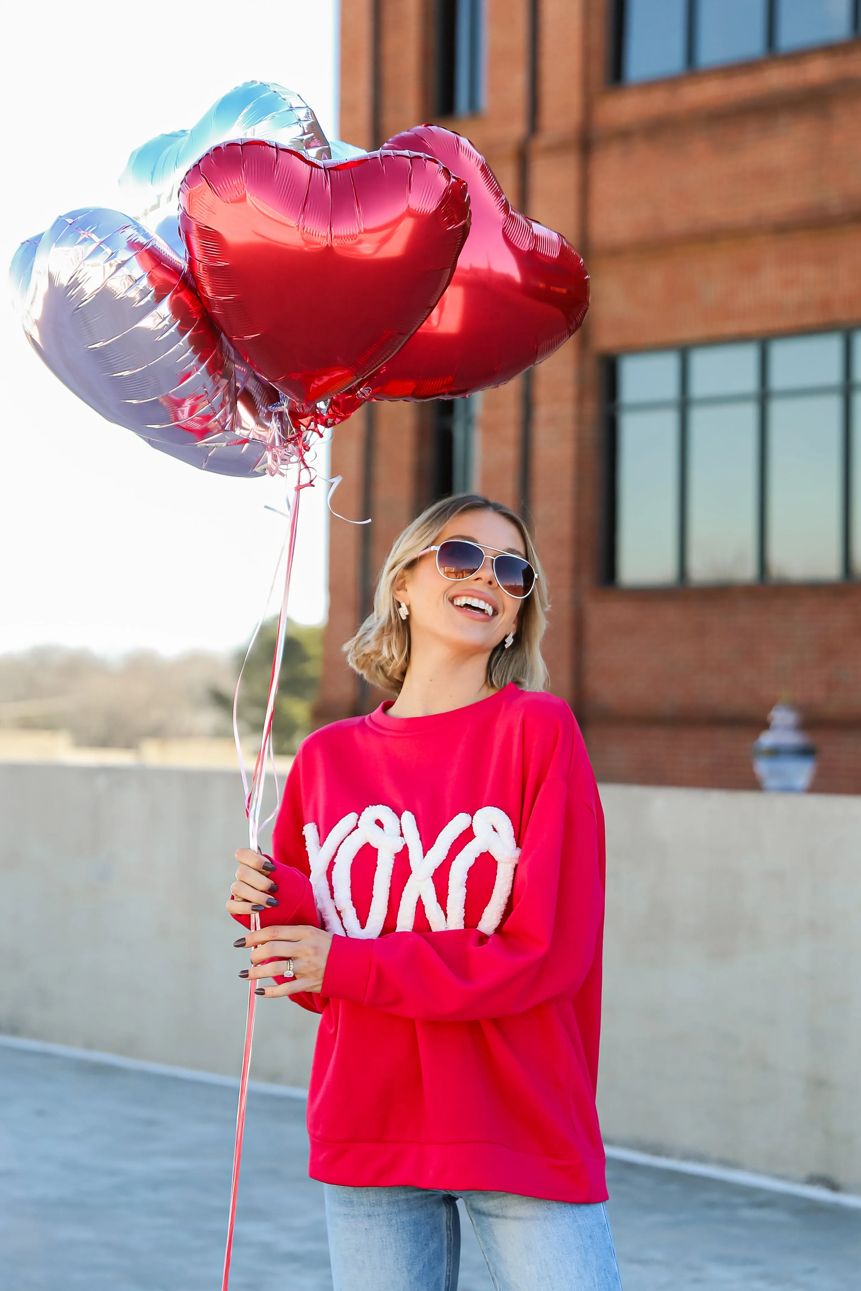 FINAL SALE - Red XOXO Fleece Pullover