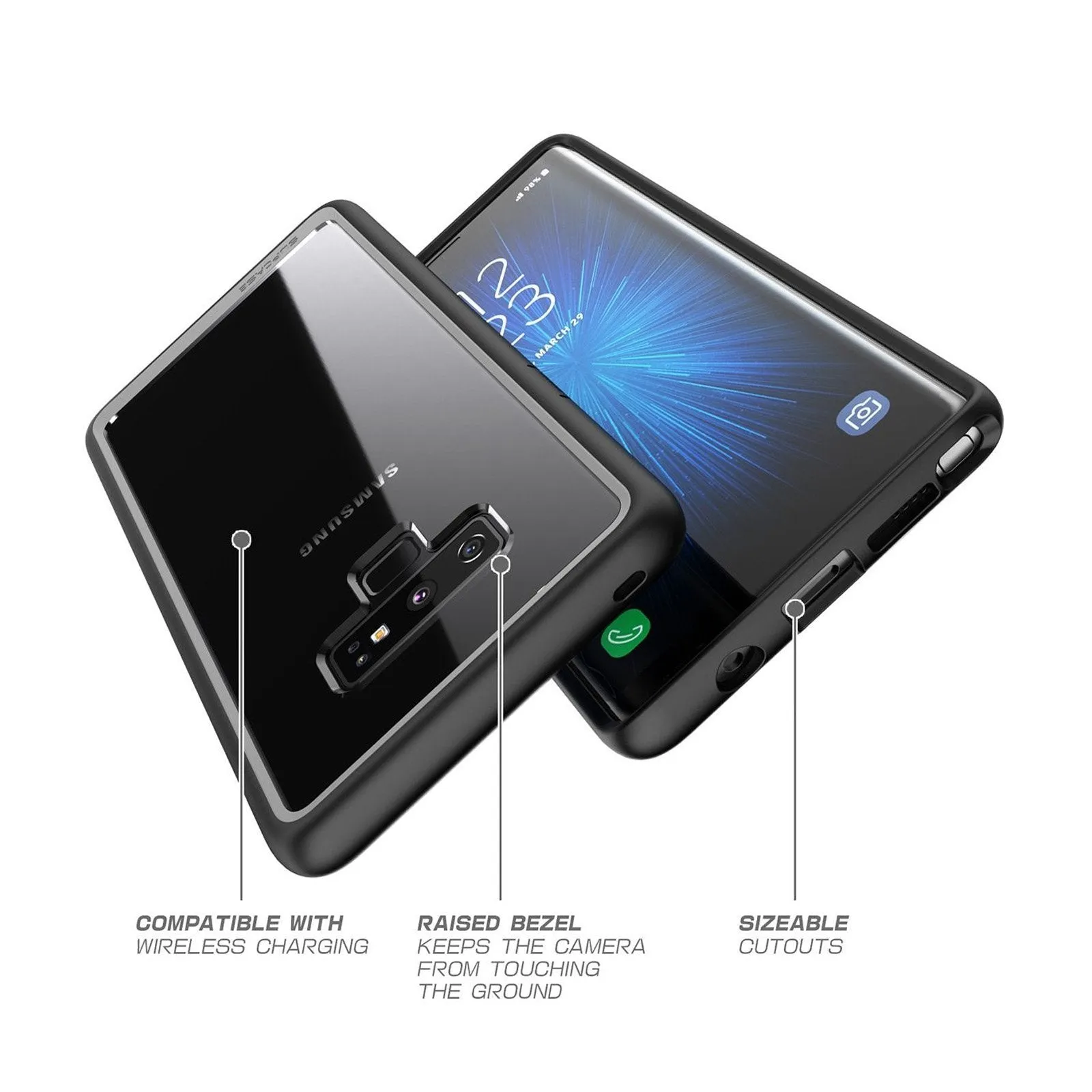 Galaxy Note9 Unicorn Beetle Style Slim Clear Case-Black