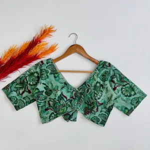 Green Elegant Hand-Embroidered Tofu Silk Blouse with Sequins