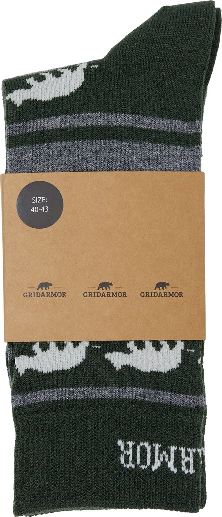 Gridarmor Striped Bear Merino Socks Green/Grey/White | Buy Gridarmor Striped Bear Merino Socks Green/Grey/White here | Outnorth