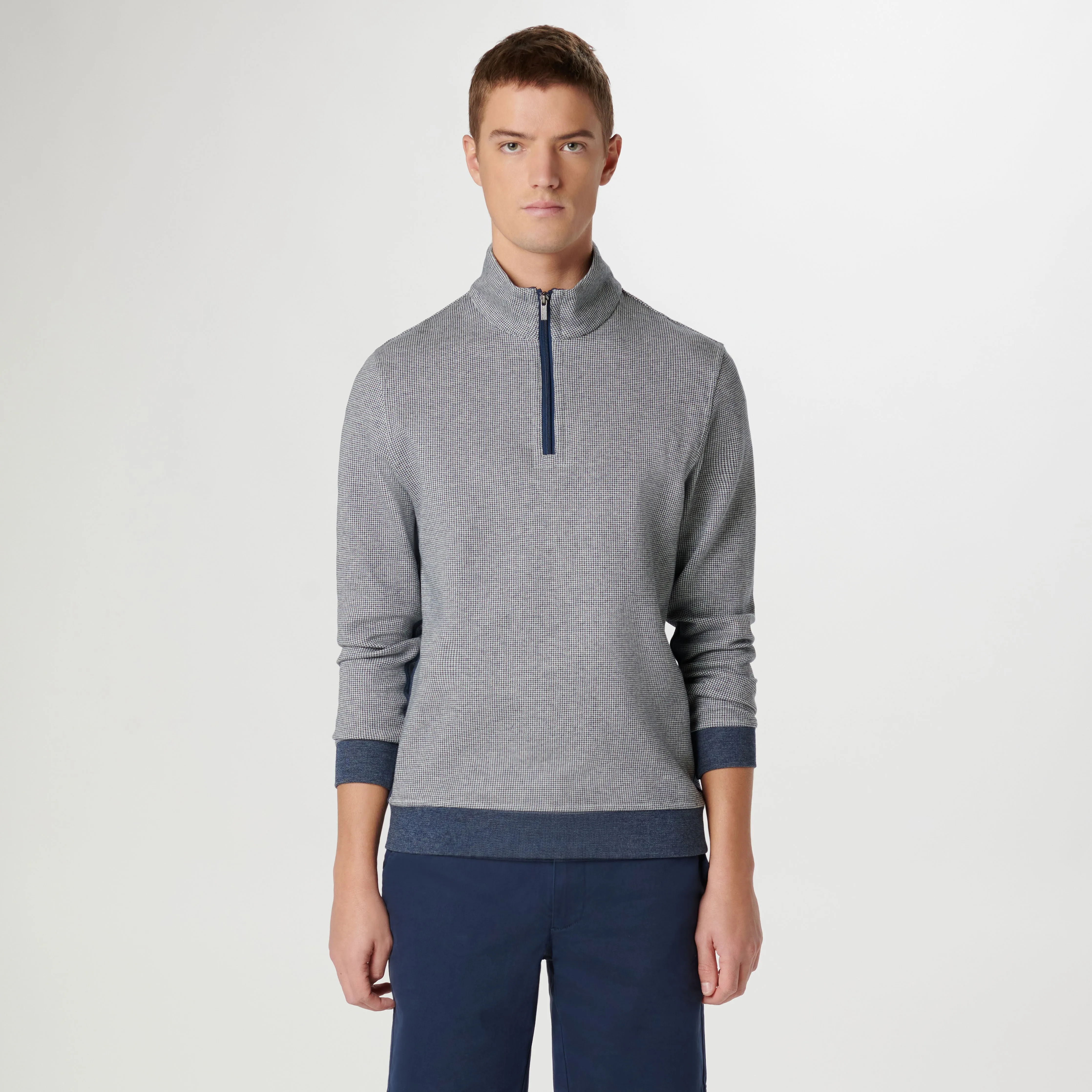 Hound's Tooth Quarter Zip Pullover