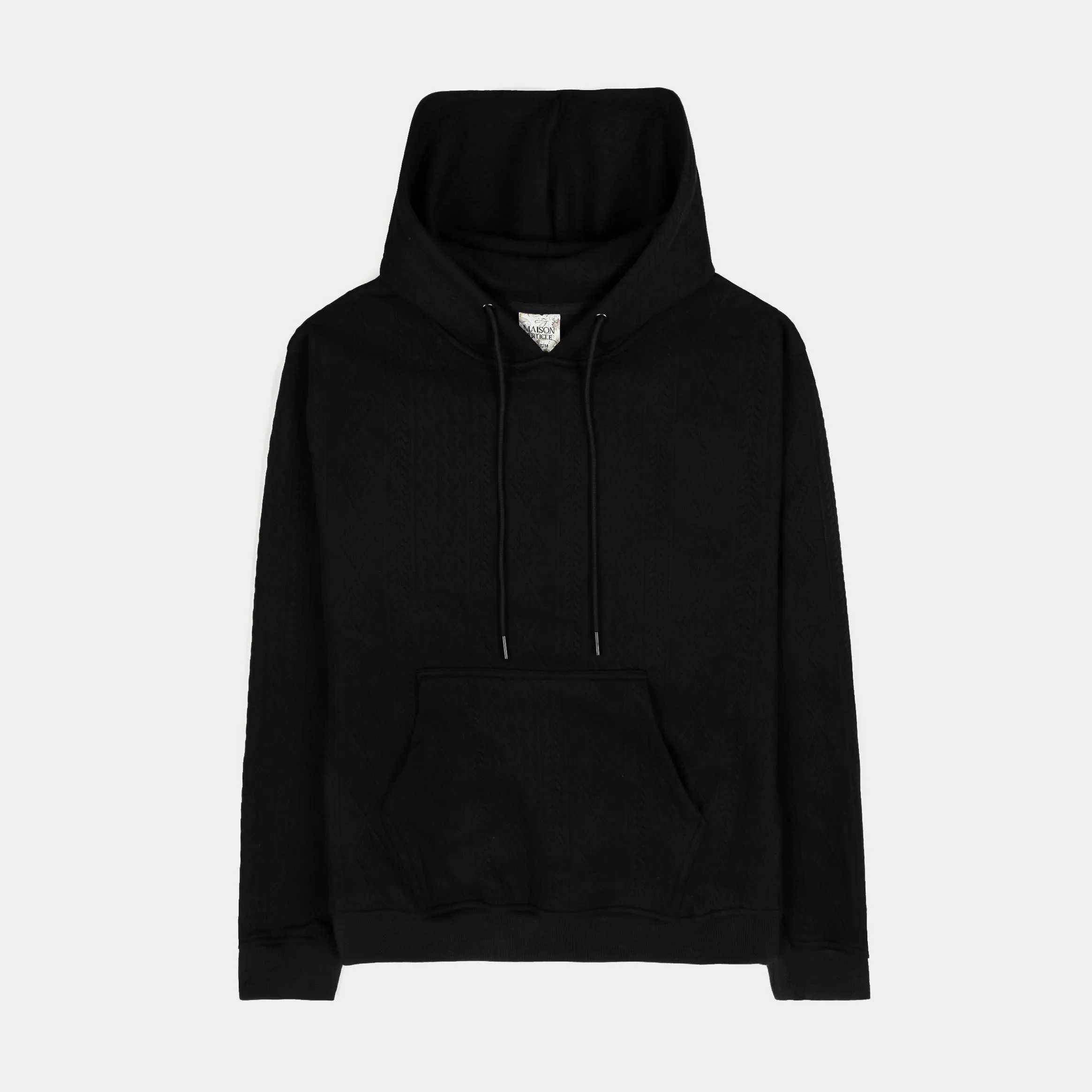 Jacquard Knit Pullover Mens Hoodie (Black)