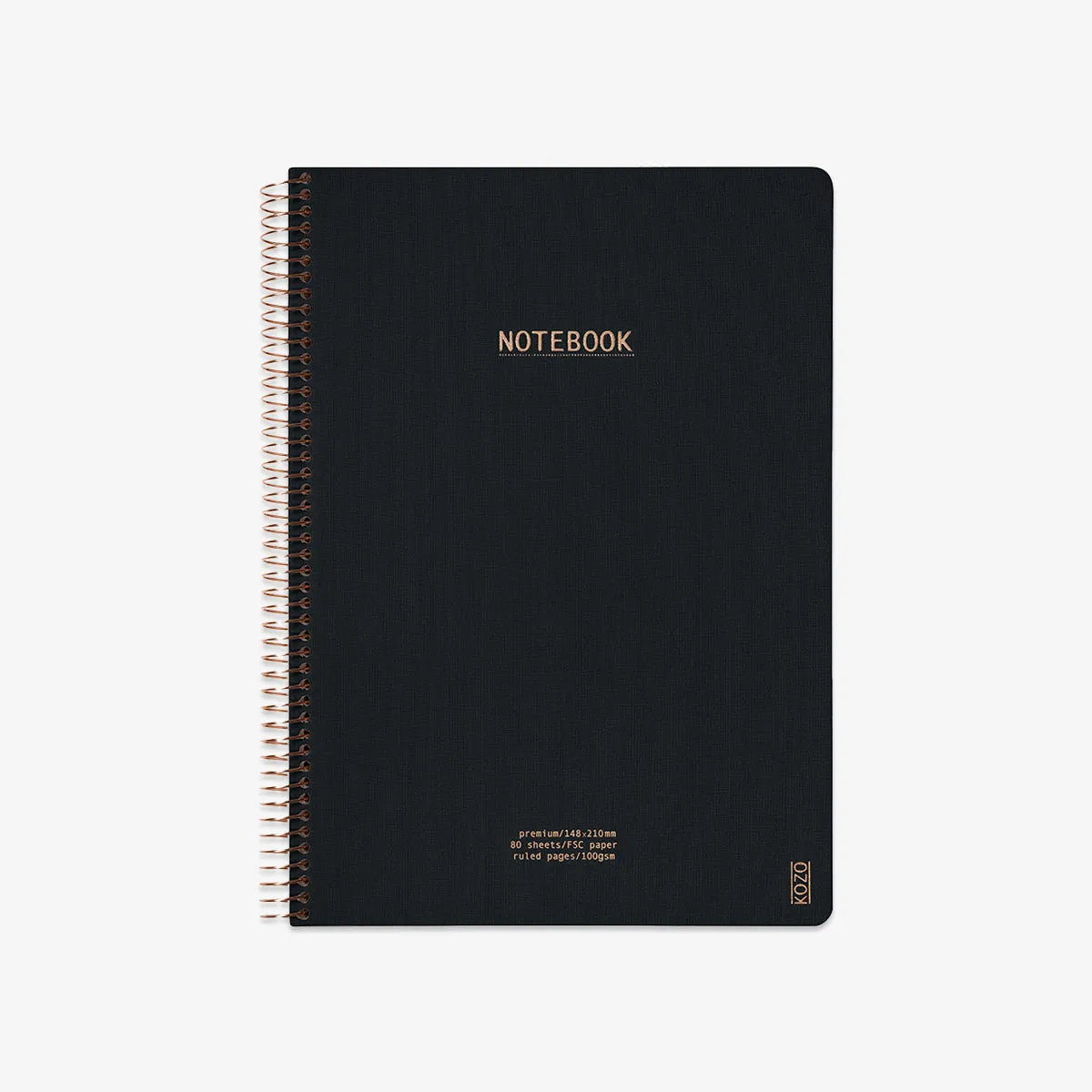 KOZO SPIRAL-BOUND NOTEBOOK A4 // BLACK