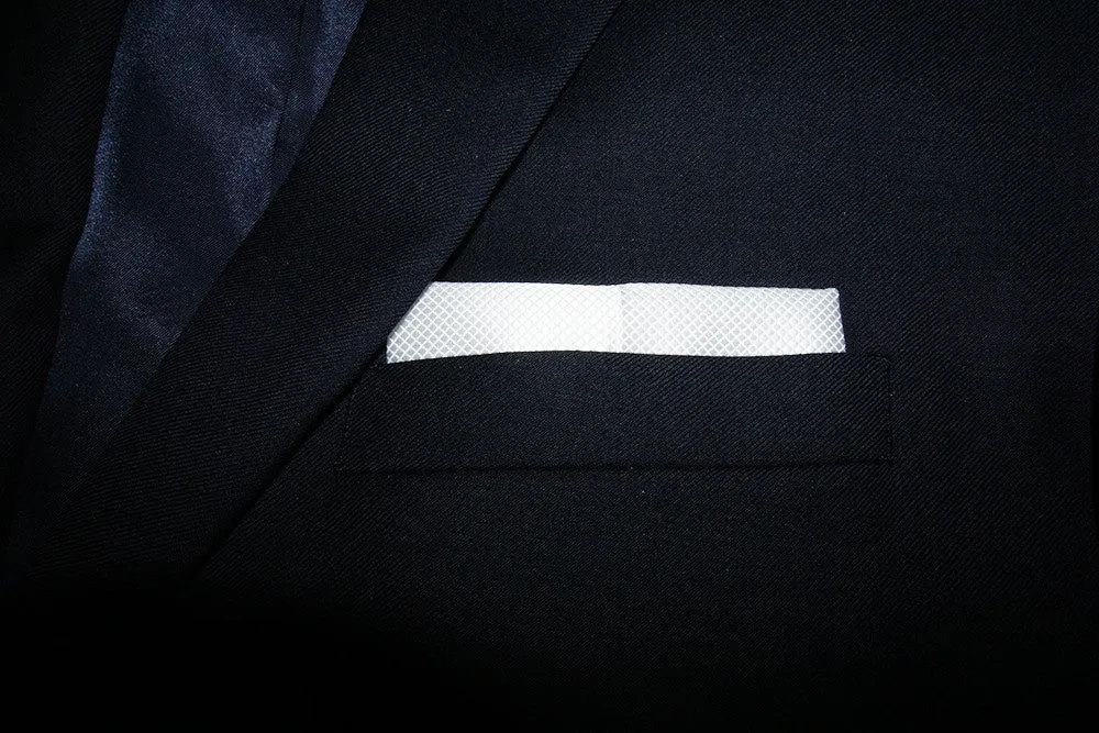 Marshmallow White Diamonds Texture Pocket Square - [2017 Spring]