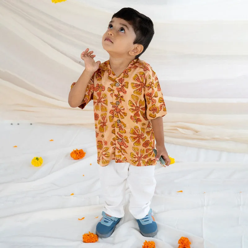 Modal Shirt For Kids | Classic Collar | Soft | Orange